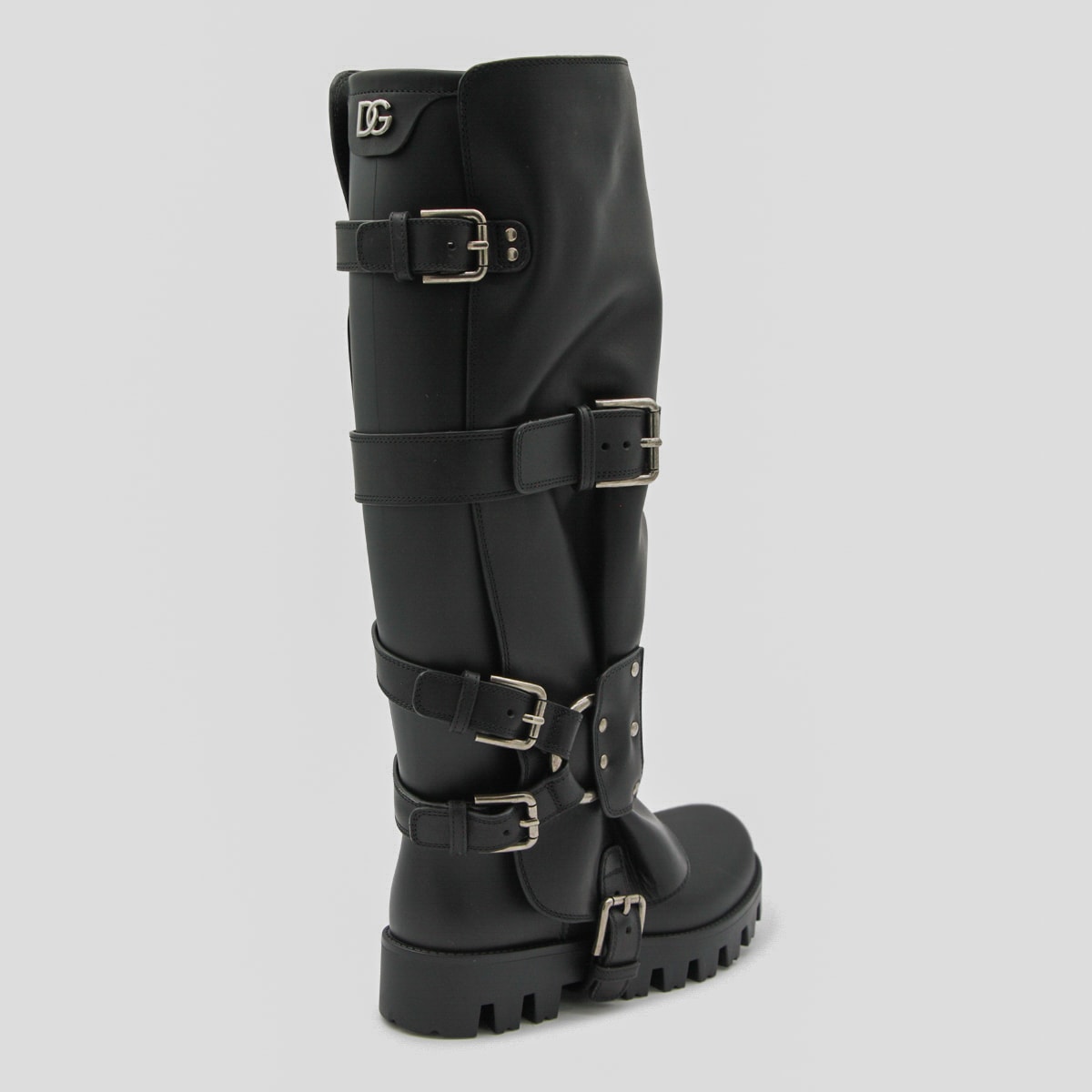 Dolce & Gabbana Rubber And Leather High Boots In Black