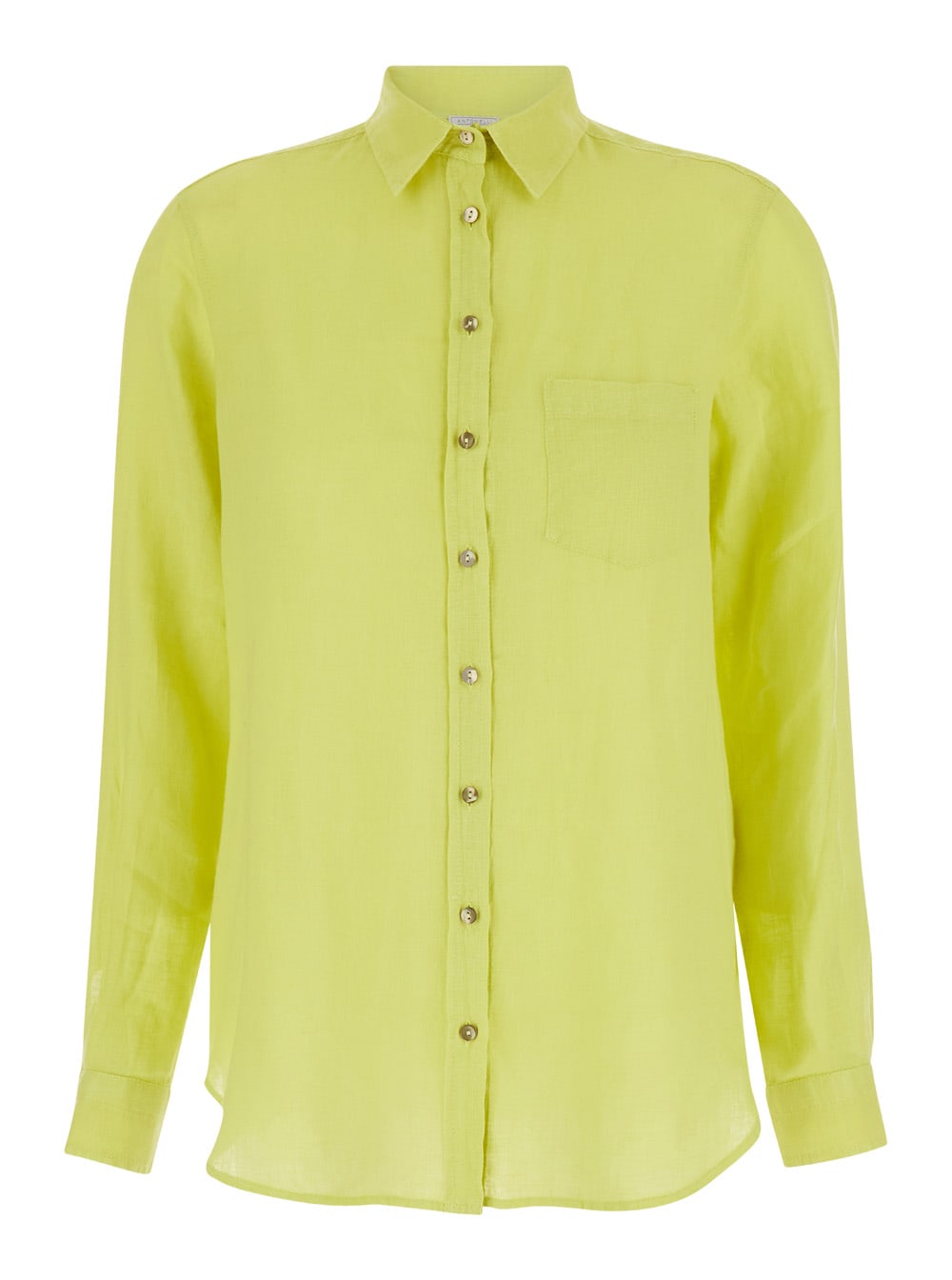 Yellow Shirt With Buttons In Linen Woman