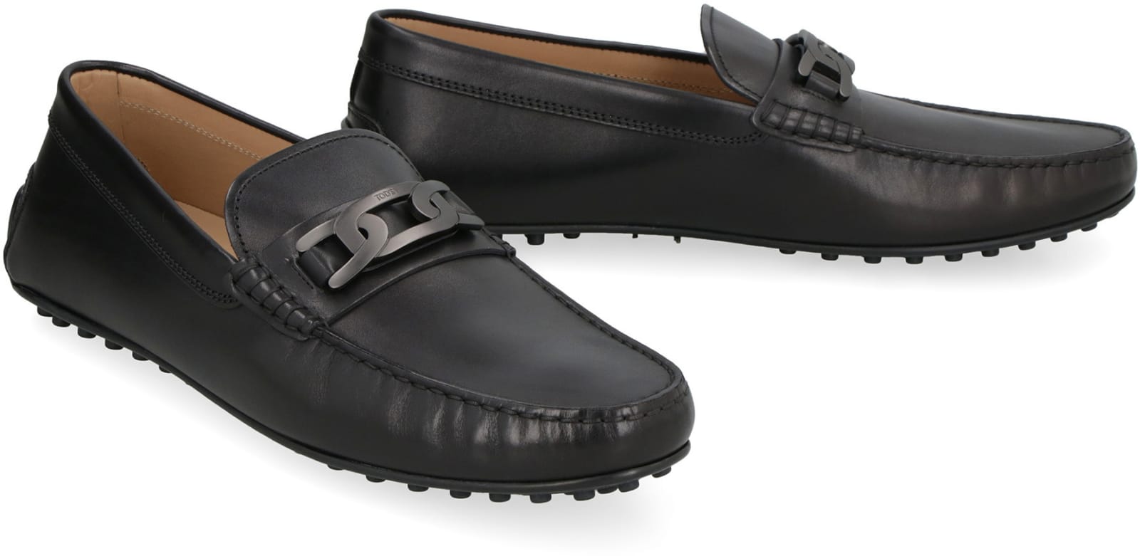 Shop Tod's Leather Loafers In Black