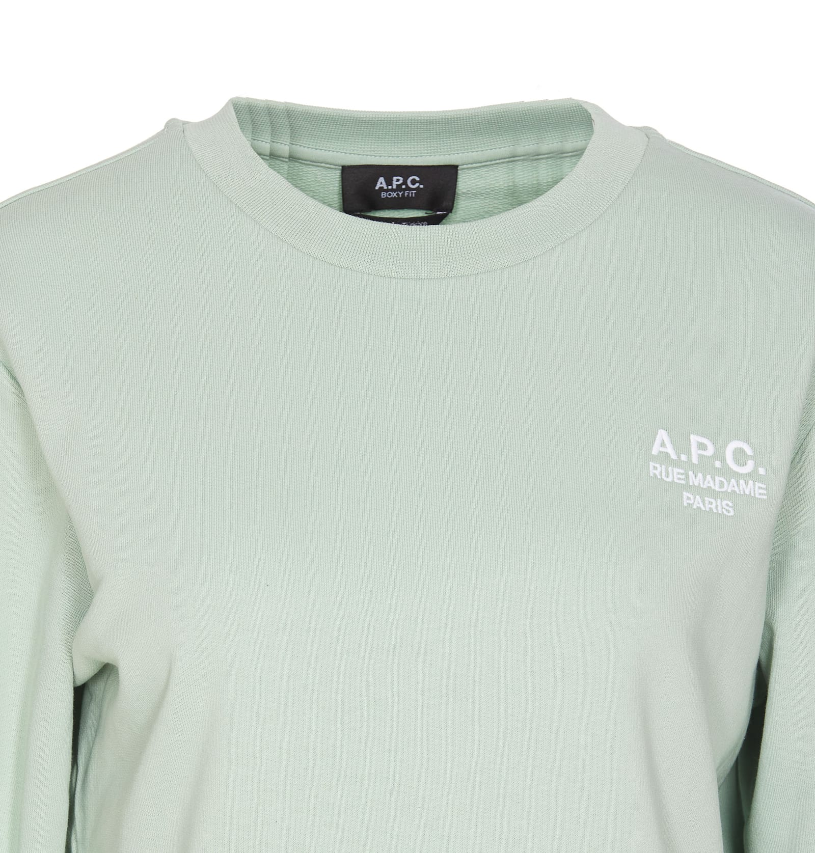 Apc A.p.c. Rue Madame Logo Embroidered Crewneck Sweatshirt In Green
