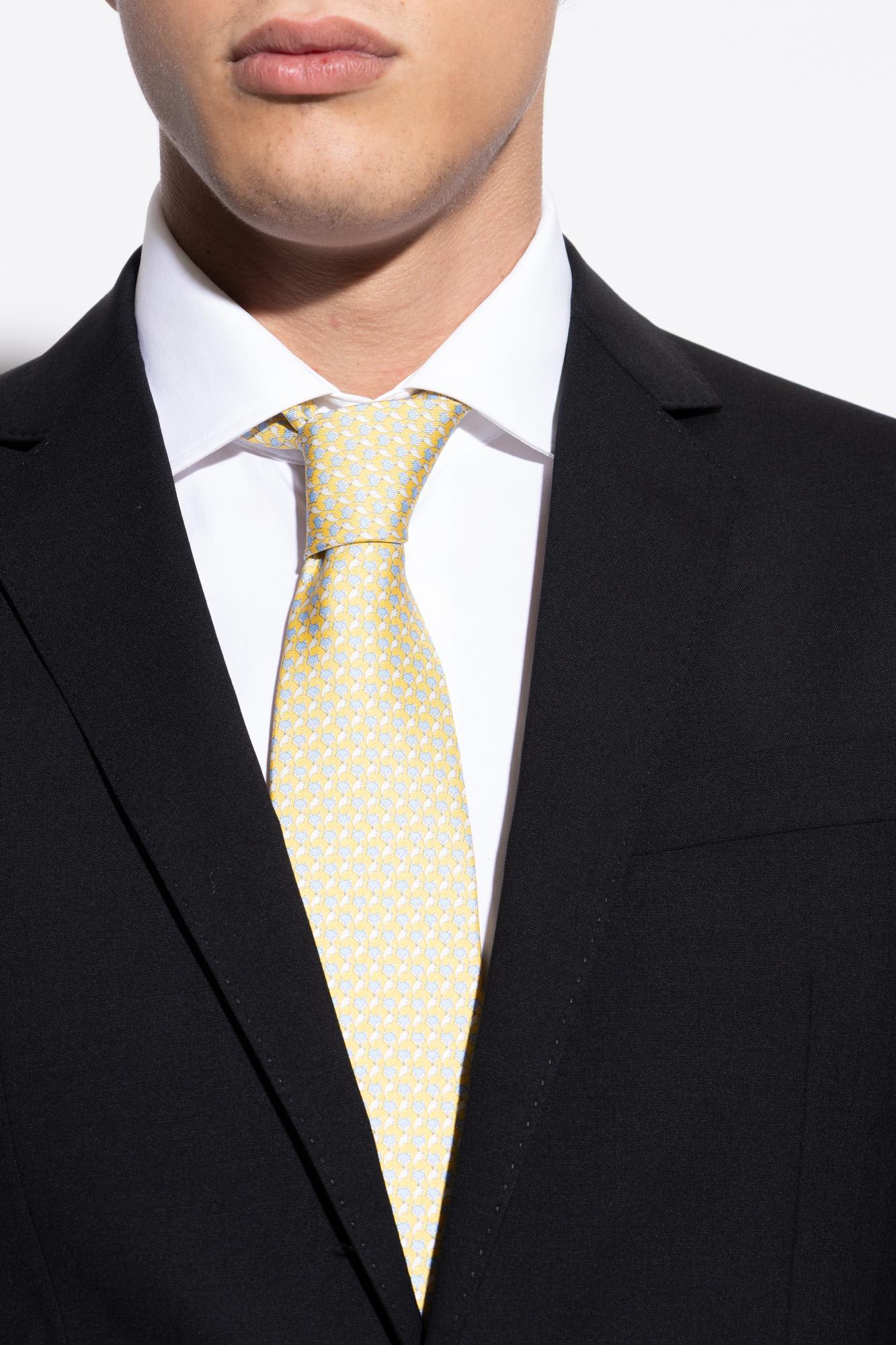 Ferragamo Silk Tie In Yellow