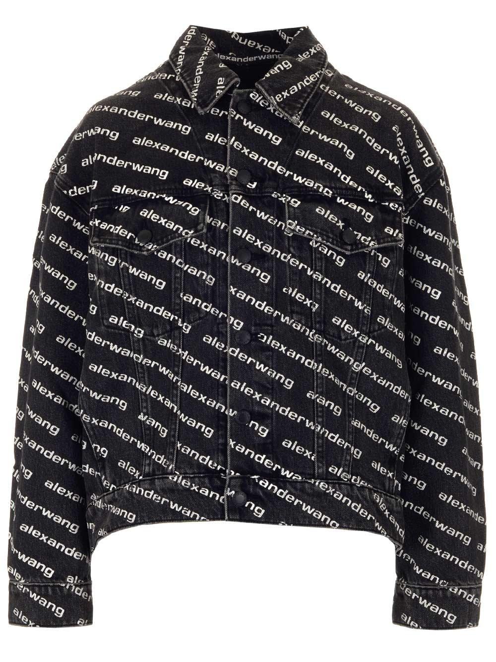 Shop Alexander Wang All-over Logo Printed Jacket In Grey