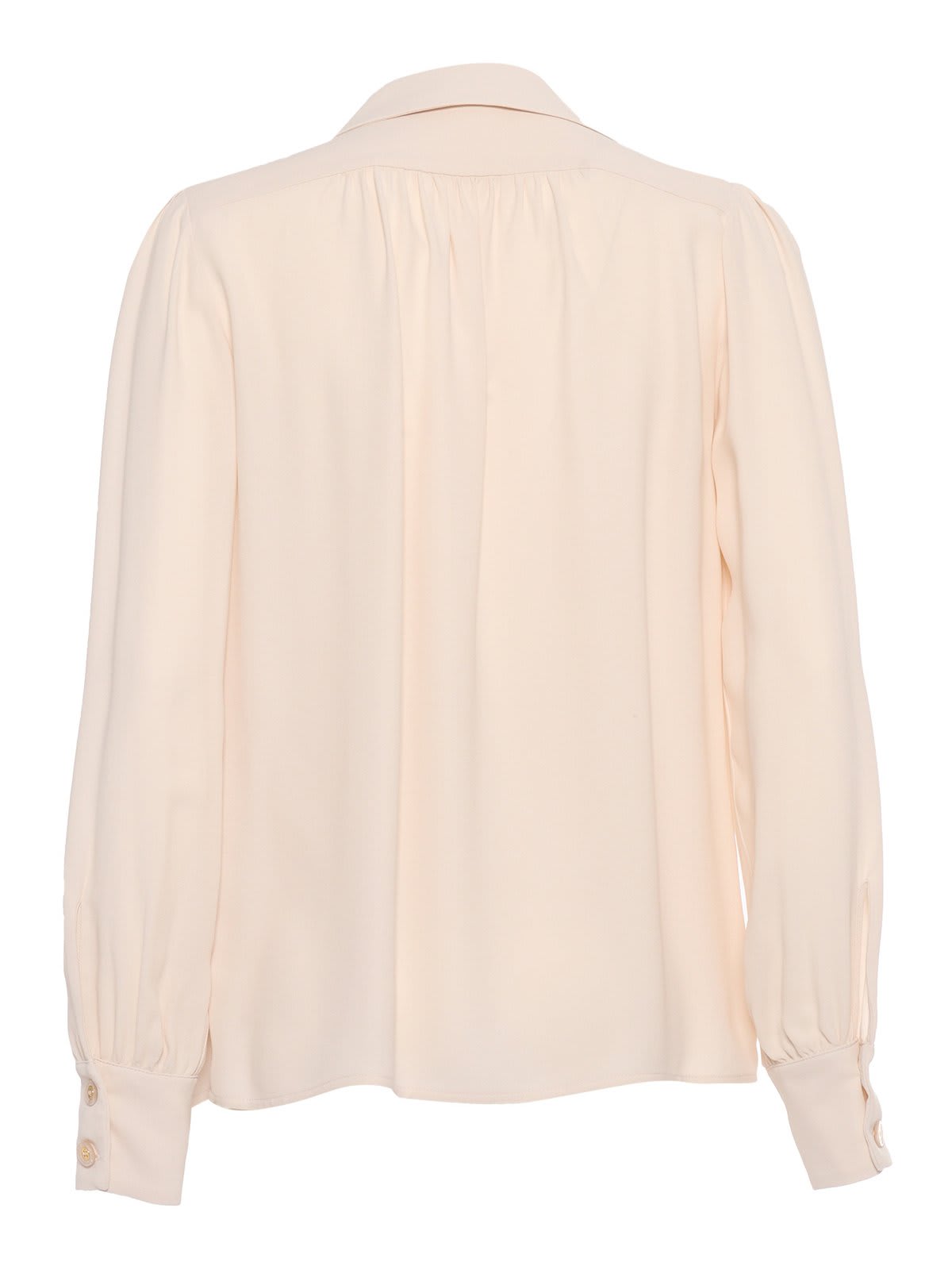 Shop Elisabetta Franchi Necklace Embellished Georgette Blouse In White