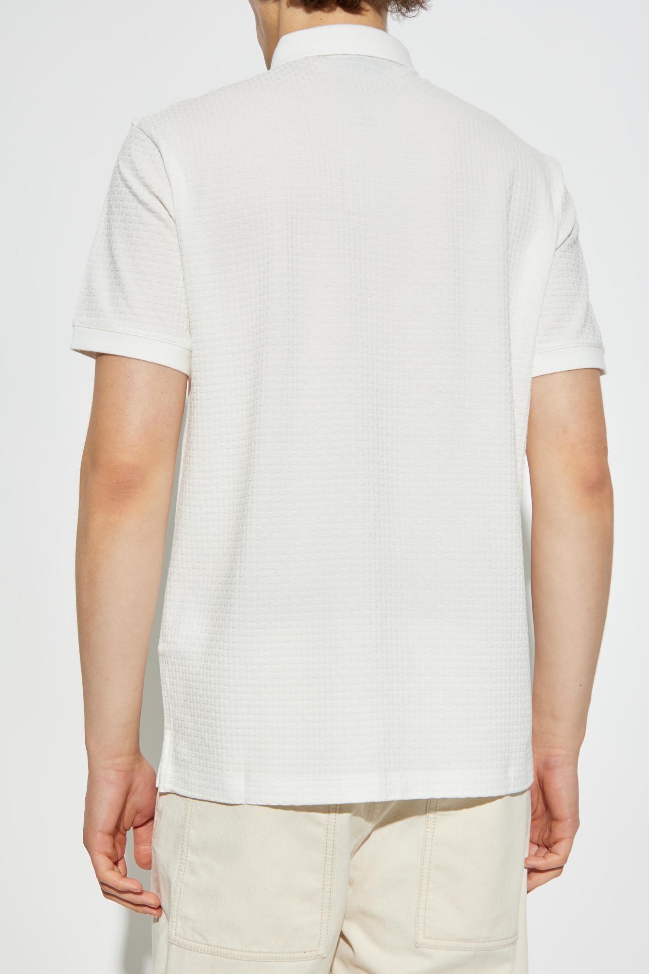 Emporio Armani Logo Embroidered Short-sleeved Polo Shirt In White