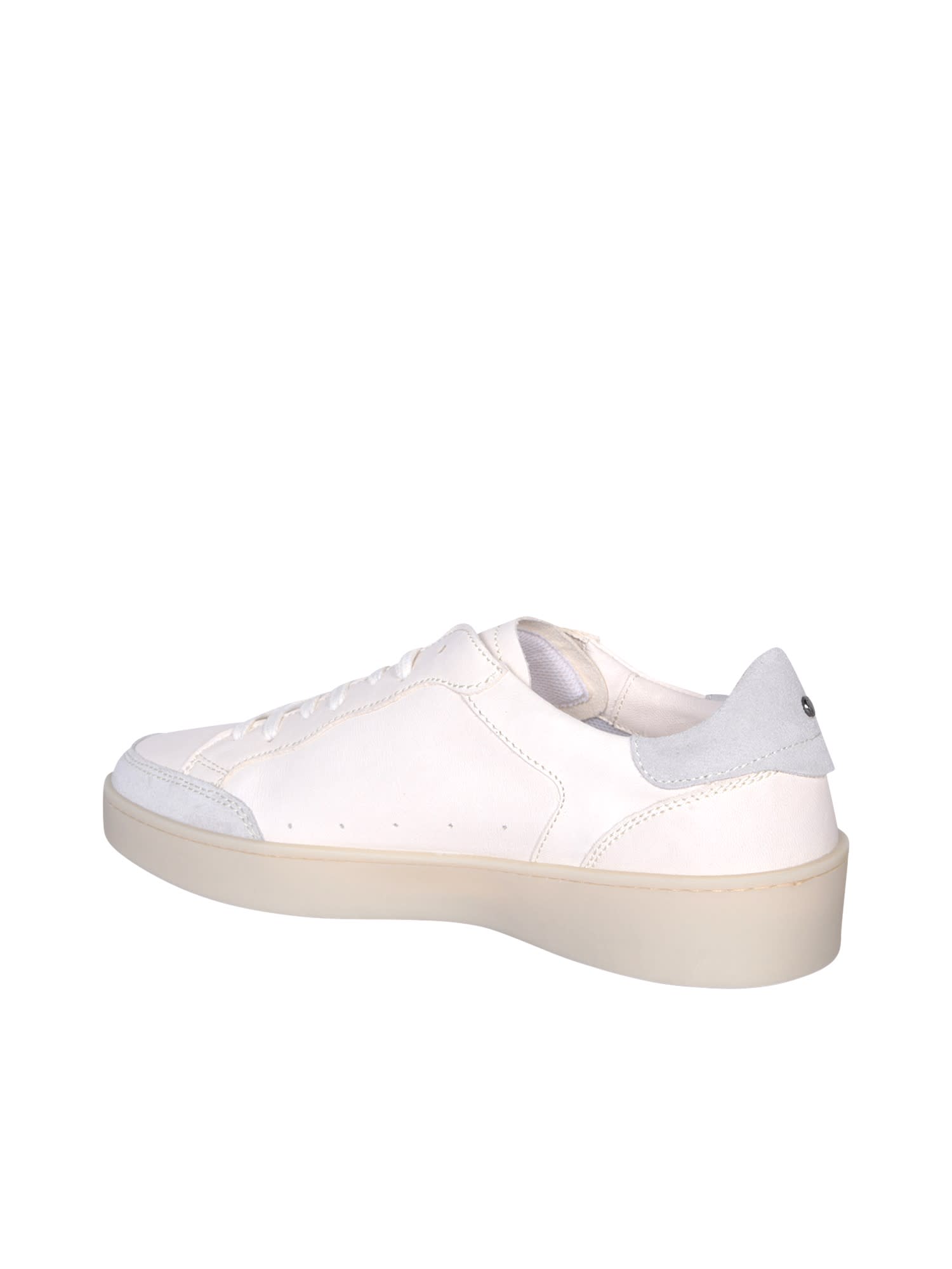 Shop Canali Bi-material White Sneakers