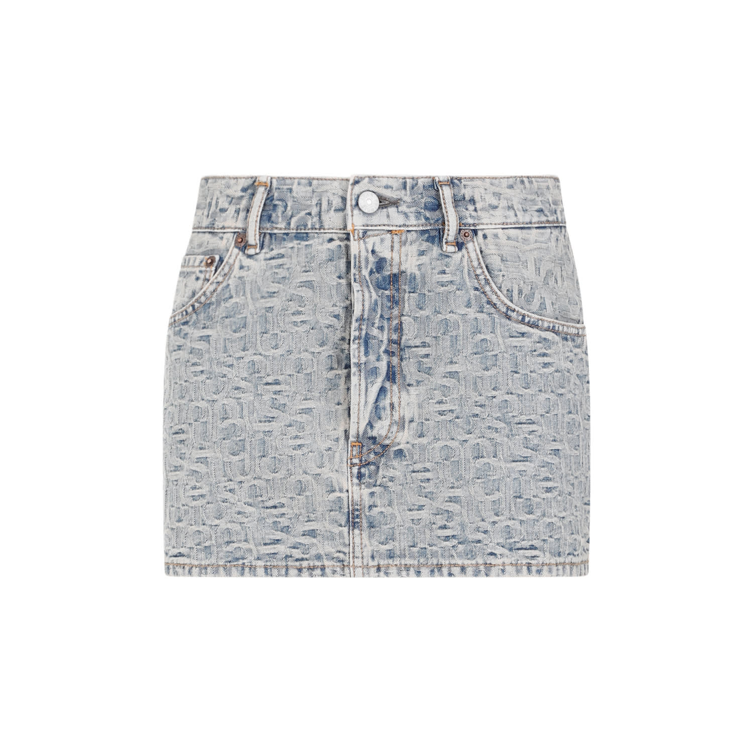 Shop Acne Studios Denim Skirt In Buf Blue Beige