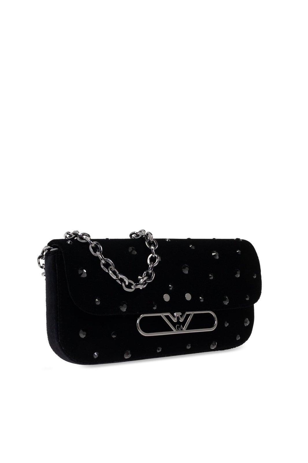 Emporio Armani Velvet Shoulder Bag In Black