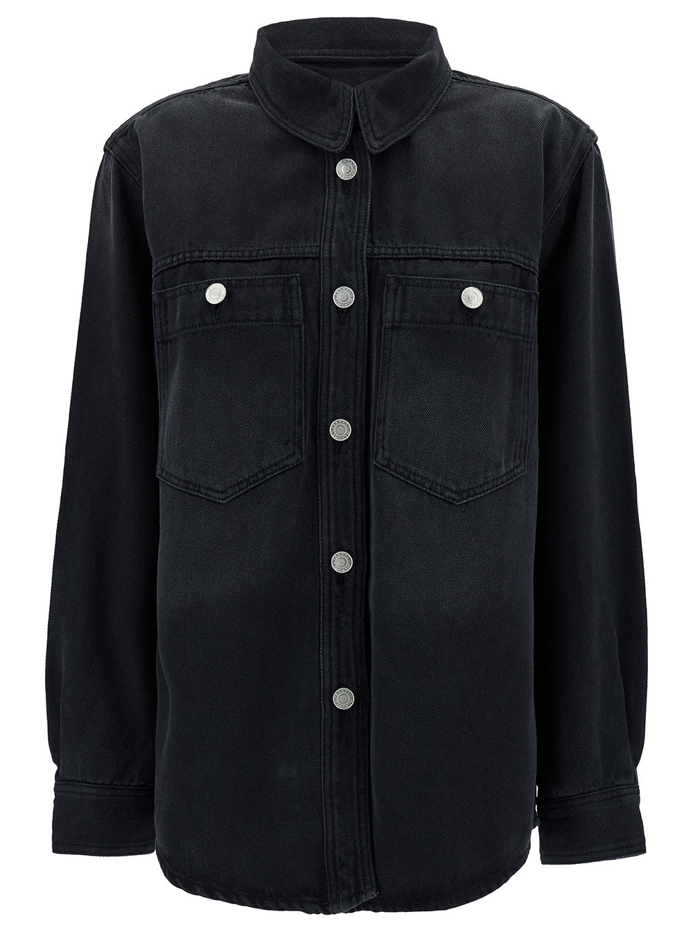 Marant Étoile Black Shirt With Branded Buttons In Denim Woman