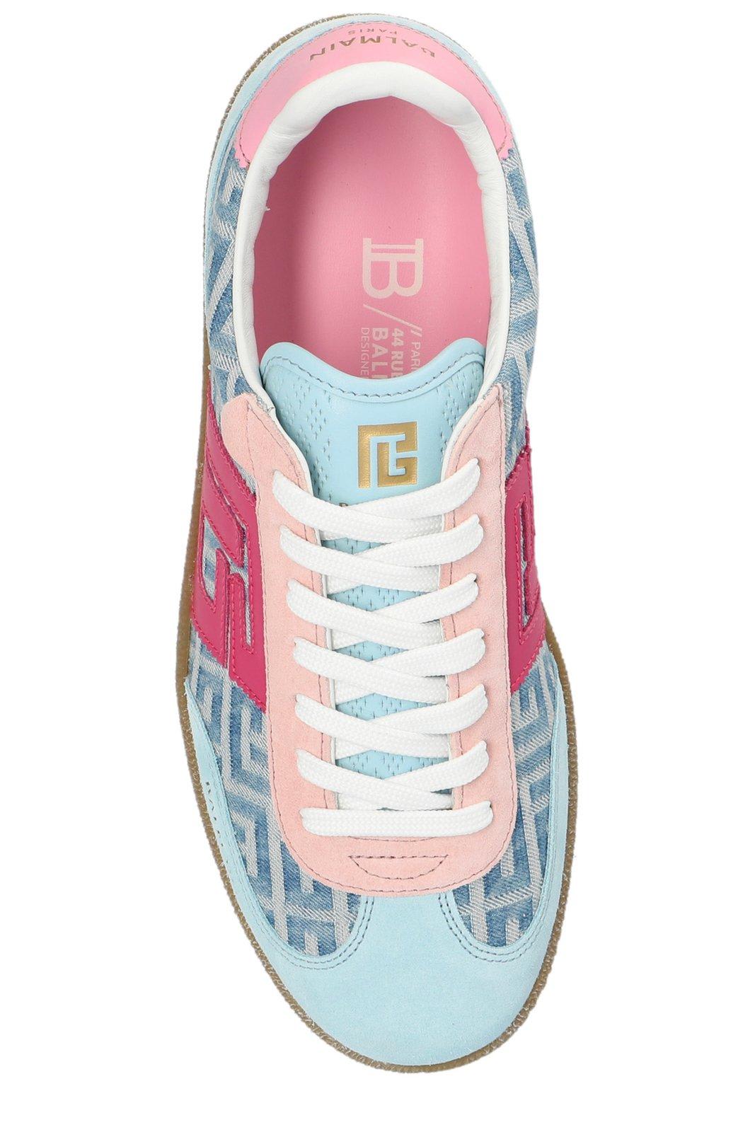 Shop Balmain Swan Monogram Sneakers In Gnawed Blue