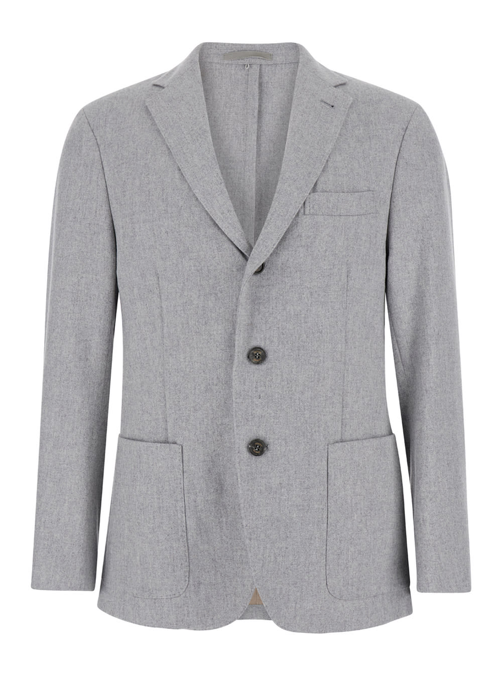 Shop Eleventy Grey Single-breasted Jacket With Bib In Wool And Cashmere Man