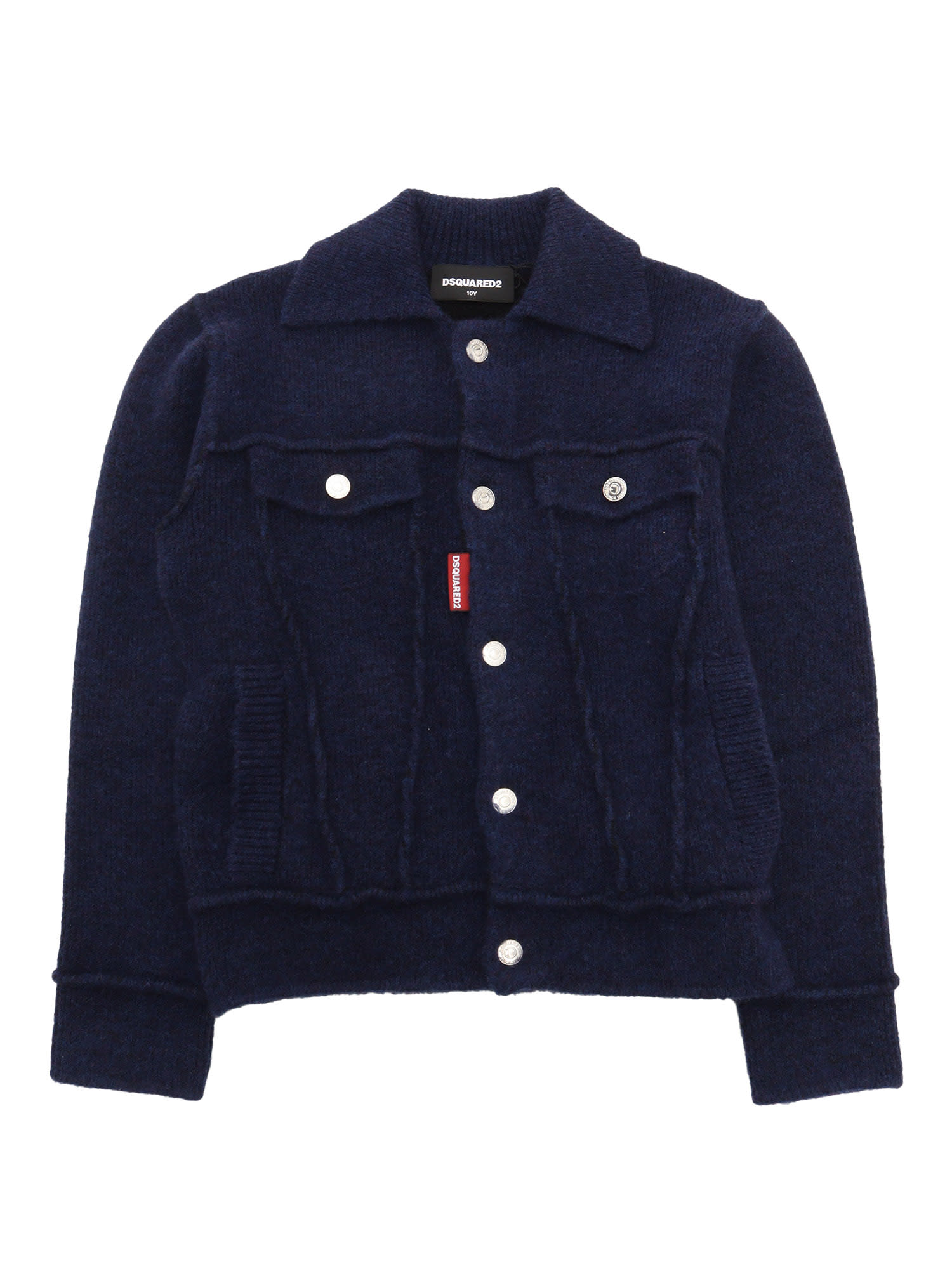 Dsquared2 Indigo Denim Effect Knitted Jacket In Blue