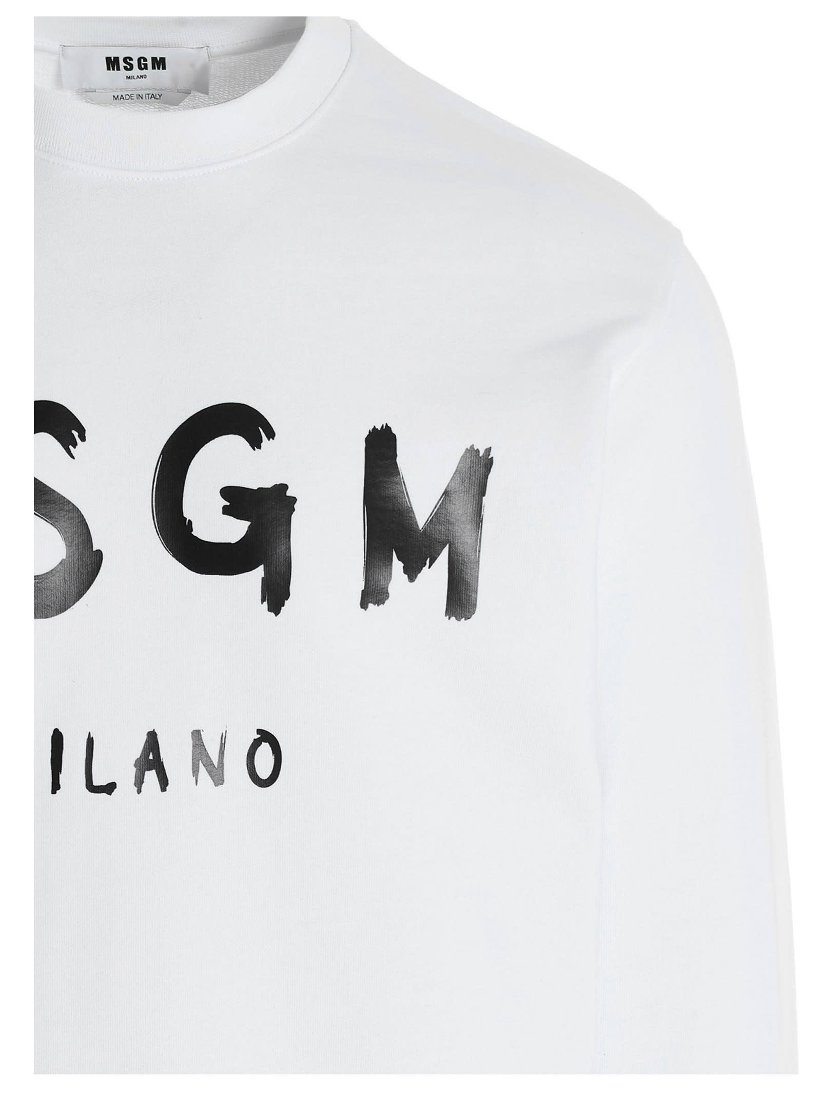 Shop Msgm Logo Sweatshirt In Bianco