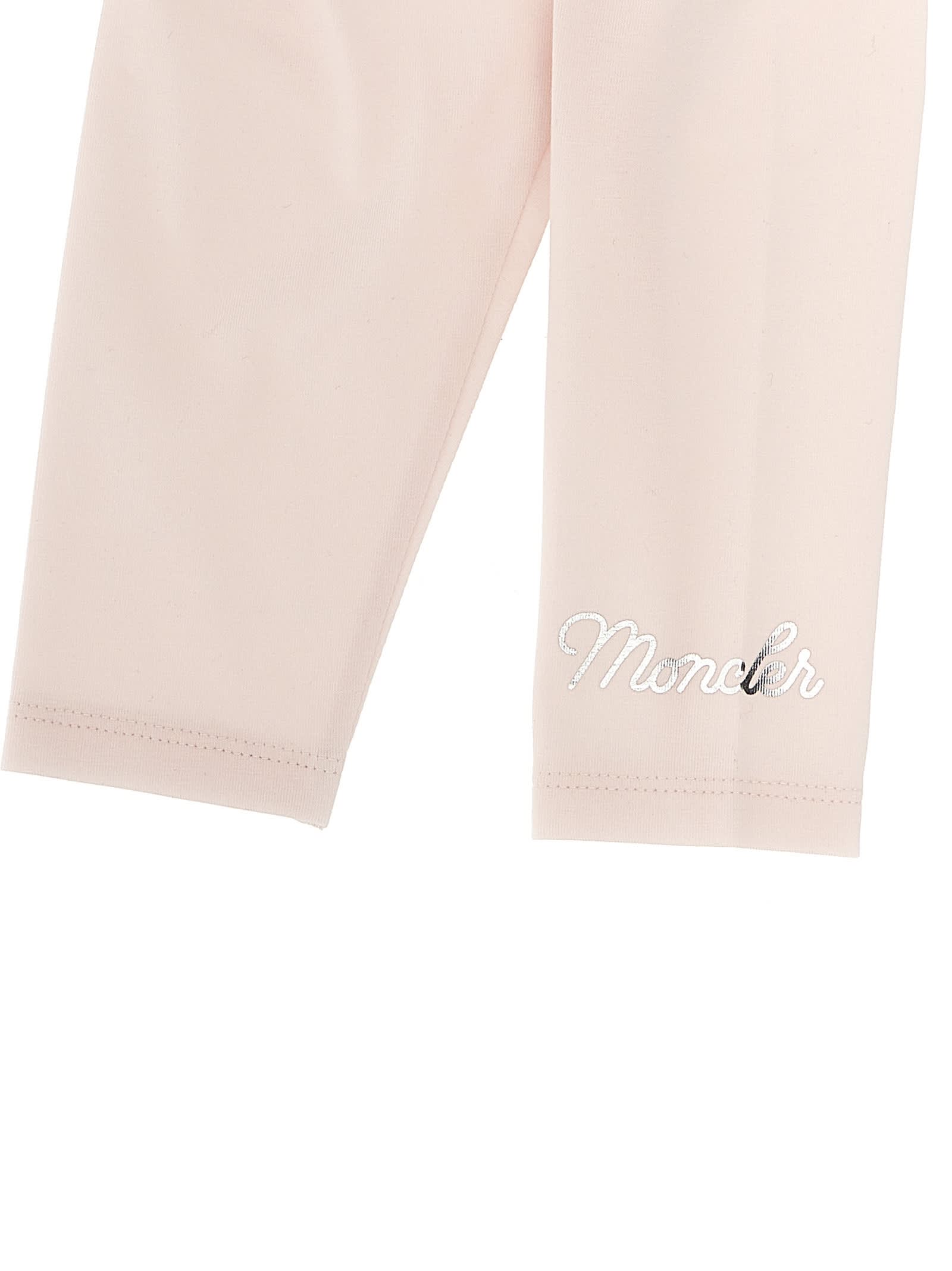 Shop Moncler Logo Print Leggings In Pink