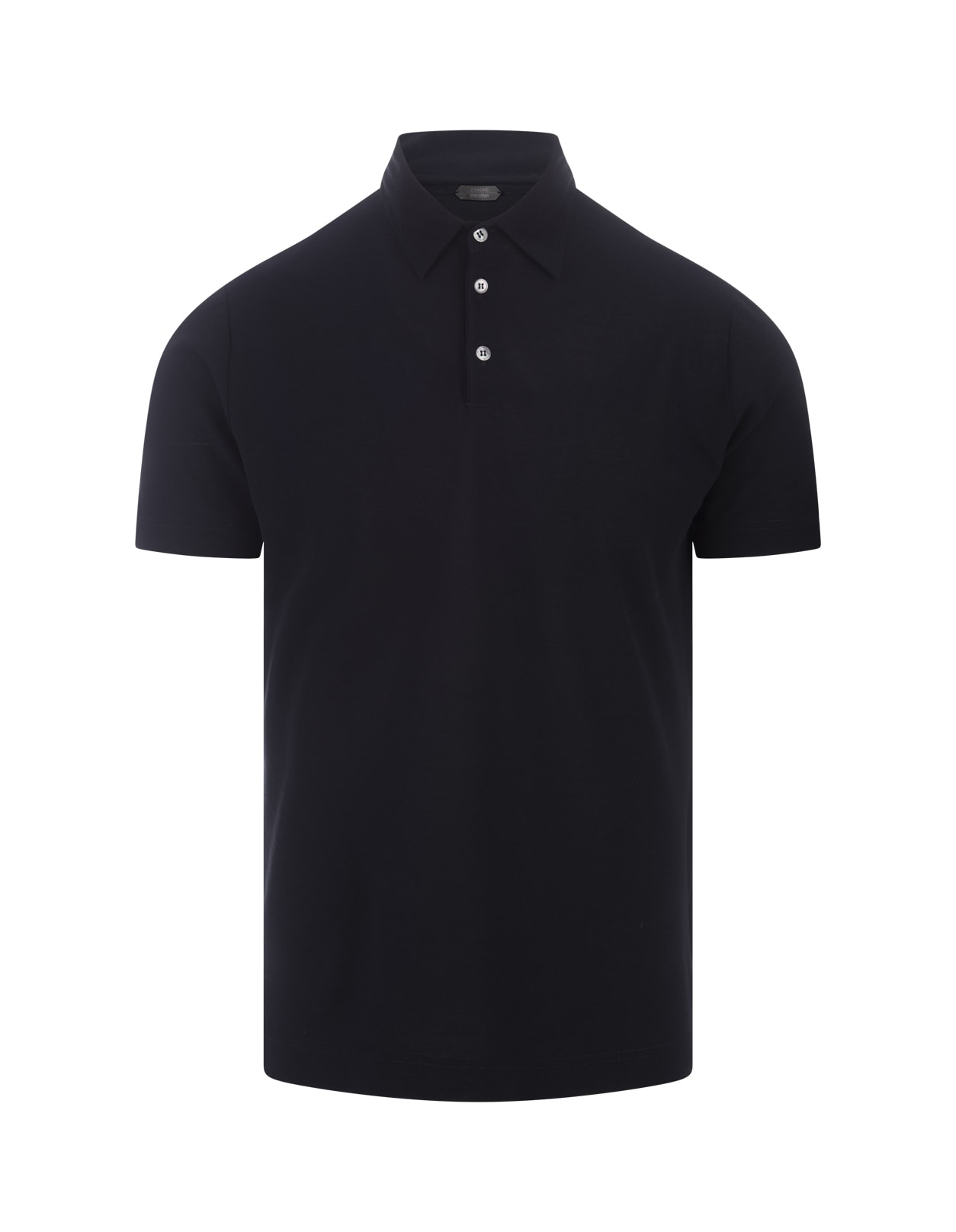 Blue Cotton Short-sleeved Polo Shirt