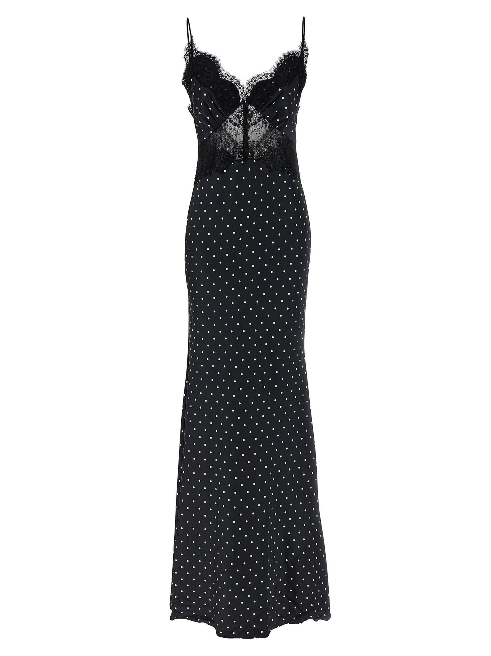 Self-portrait Self Portrait Polka Dot Long Dress In Black