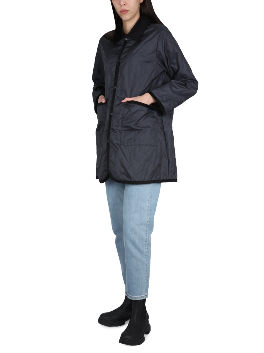 Lavenham Quilted Nylon Jacket With Velvet Collar In Black