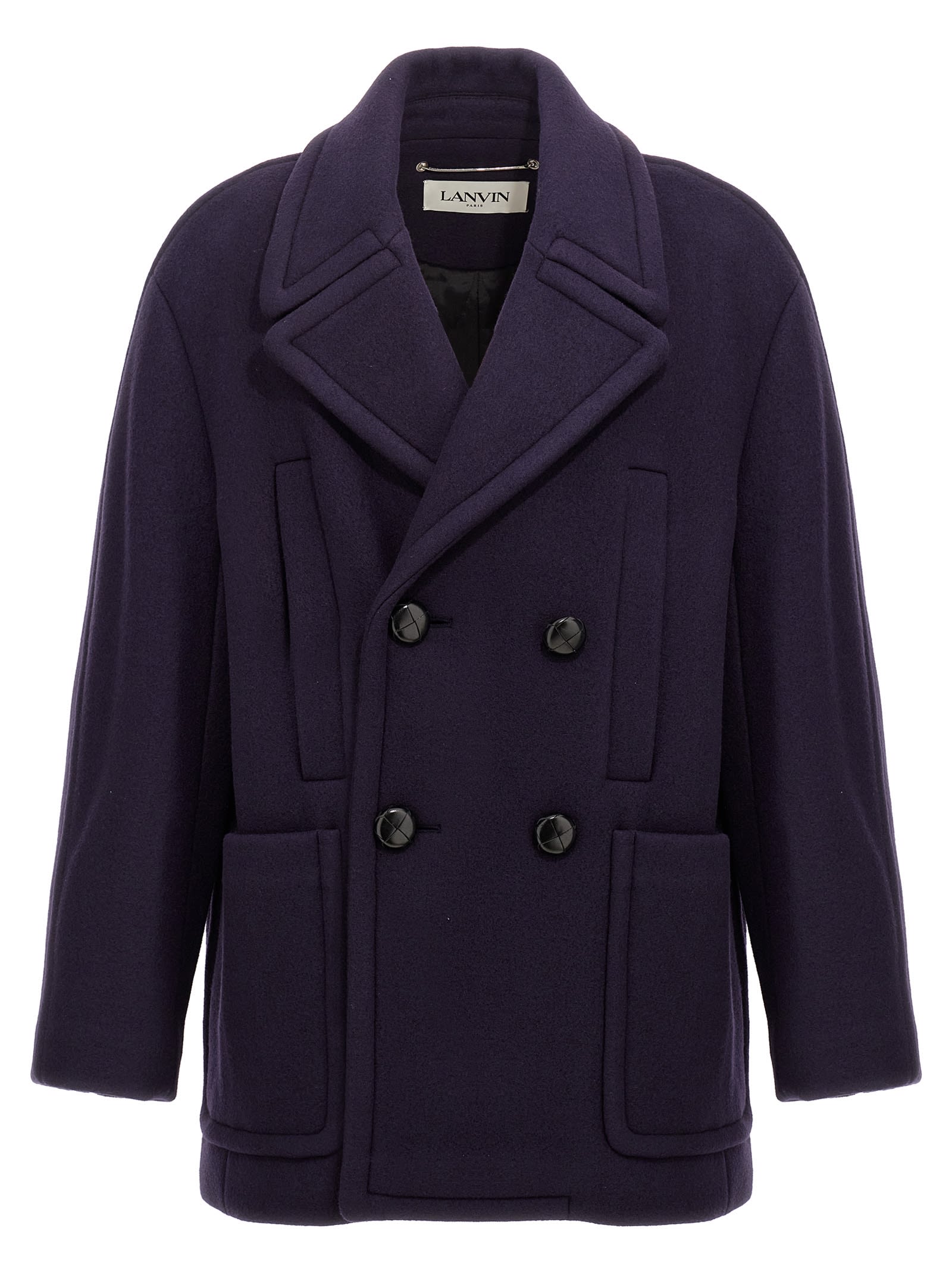 Shop Lanvin Double-breasted Coat In Blue