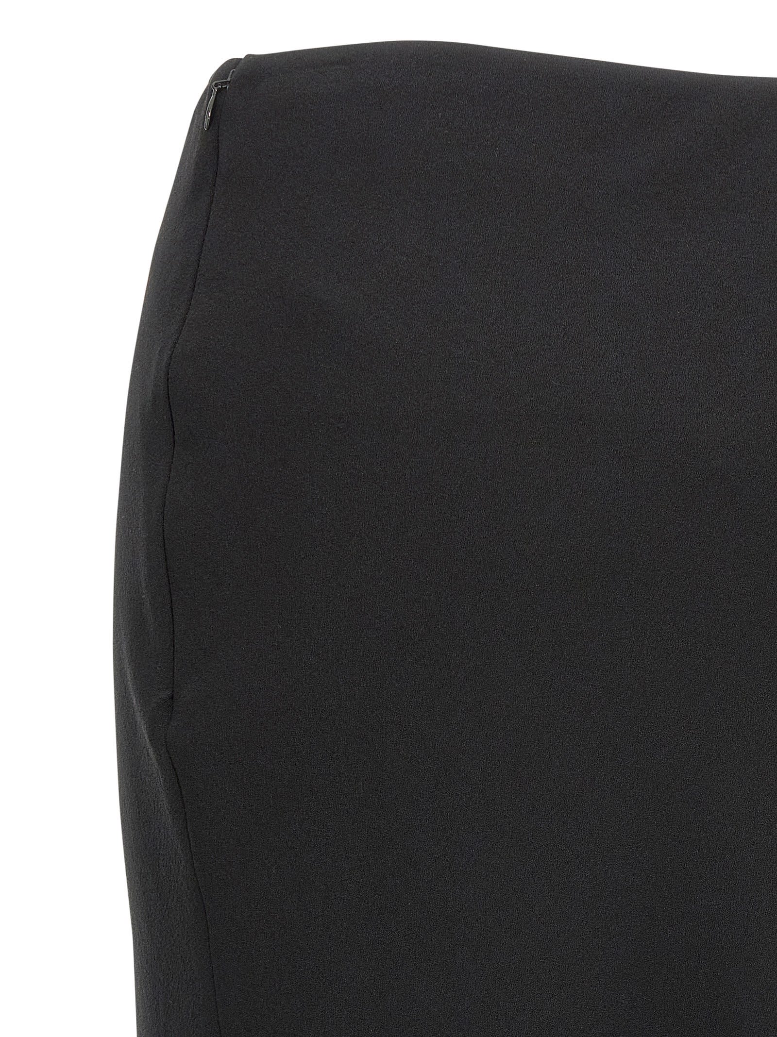 Alessandra Rich Fluid Black Silk Crepe Maxi Skirt With Lined Elegance In Black