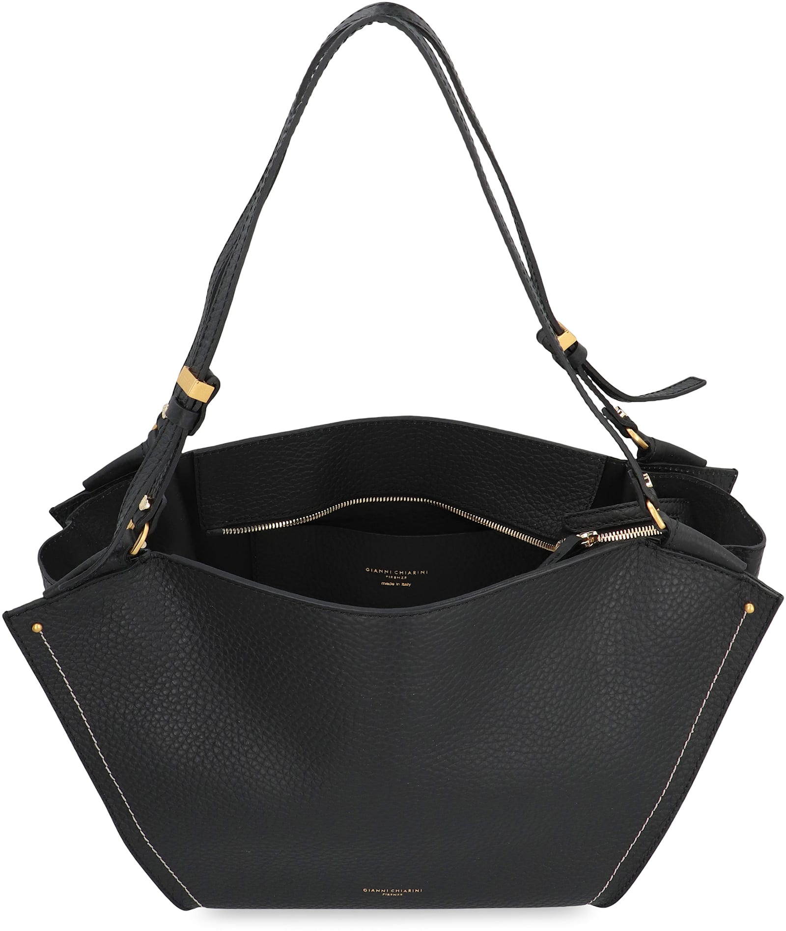 Gianni Chiarini Bloom Leather Tote Bag In Black