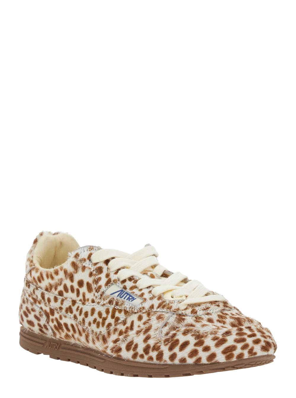 Autry Windspin Sneakers In Animalier Pony Skin In Brown