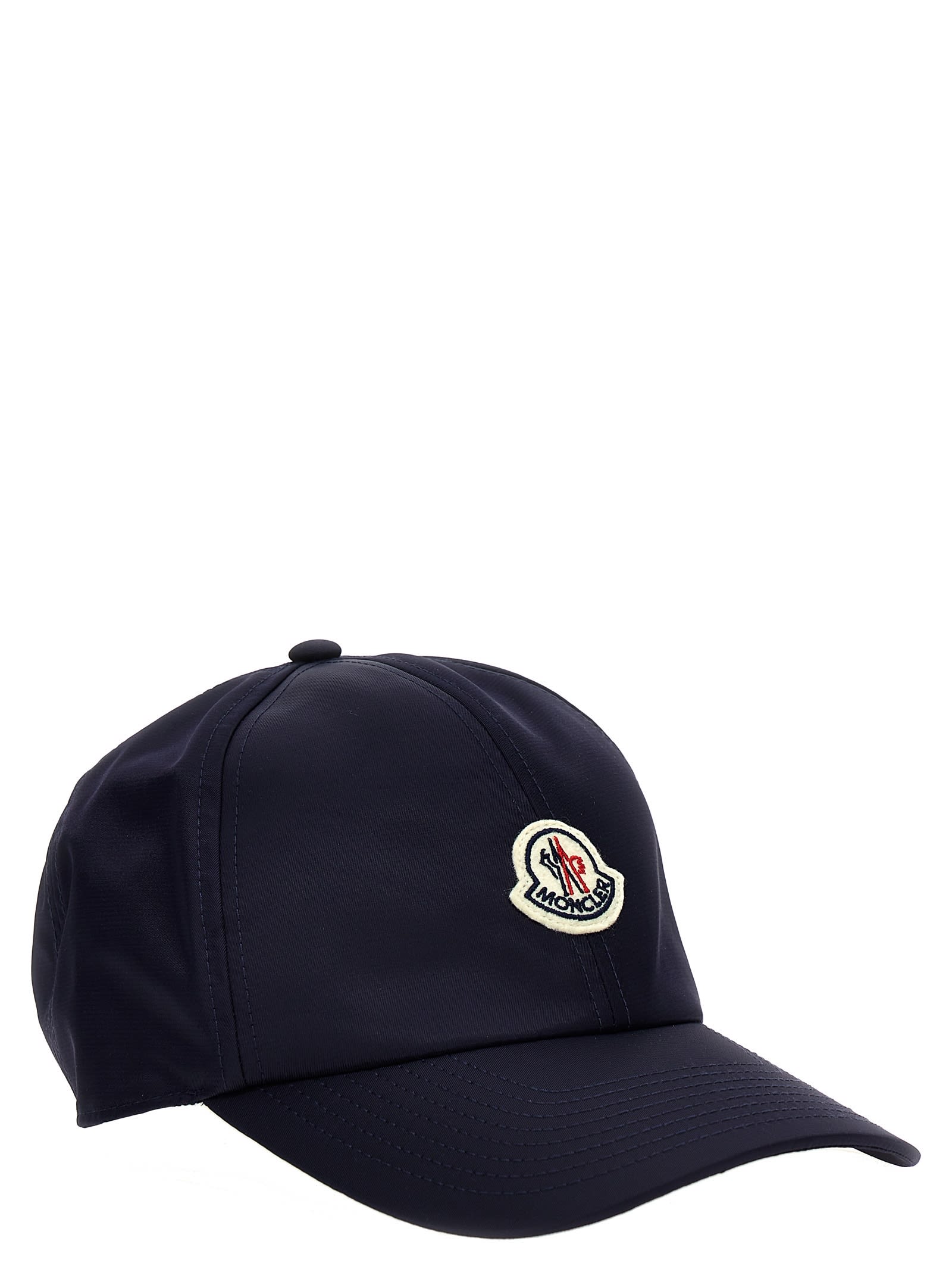 Shop Moncler Logo Patch Cap In Blue