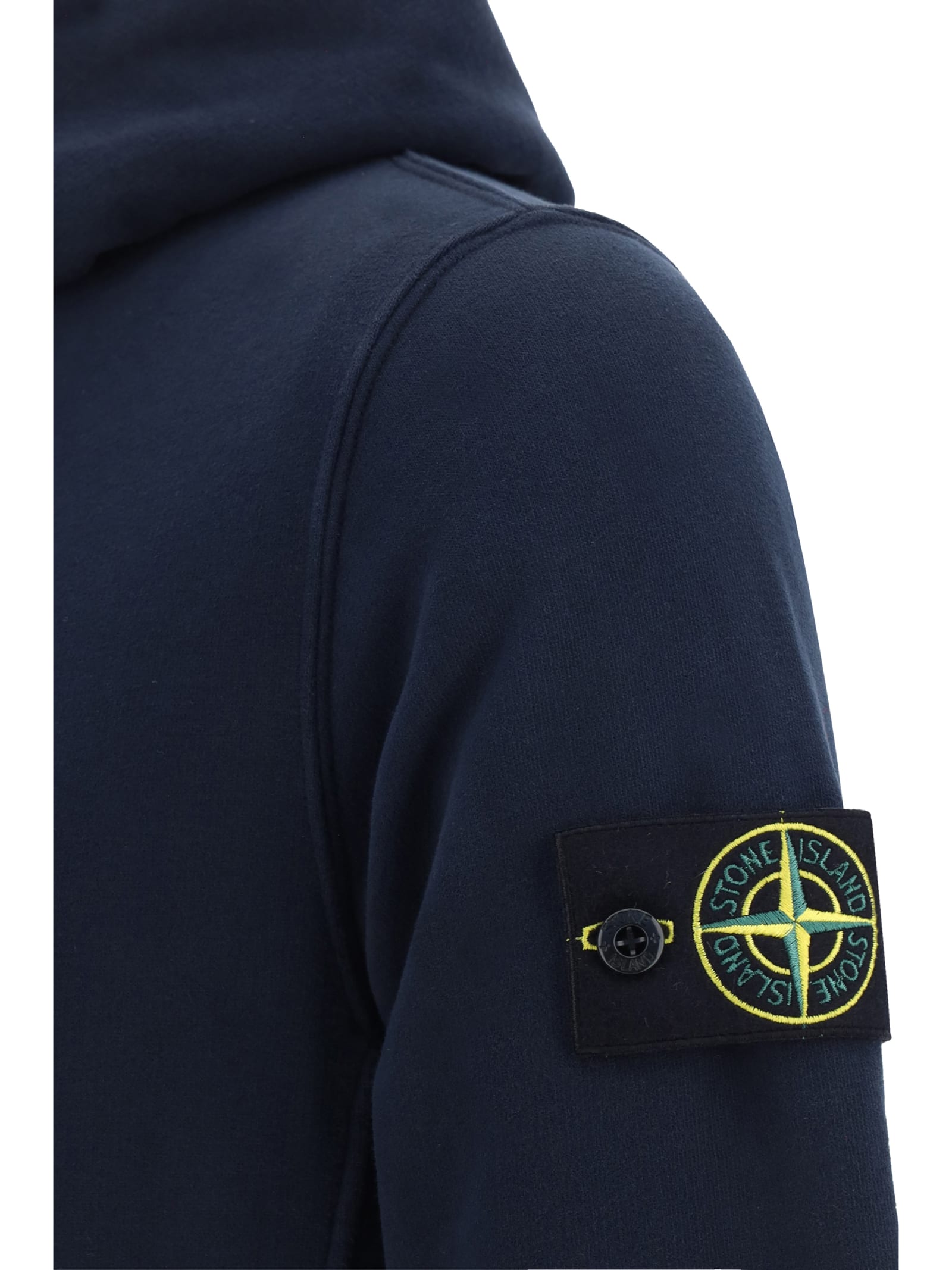 Shop Stone Island Hoodie In Navy