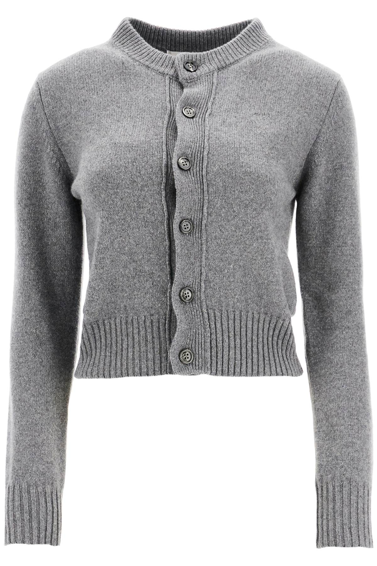 Shop Ami Alexandre Mattiussi Cashmere Crewneck Cardigan In Gris Clair (grey)