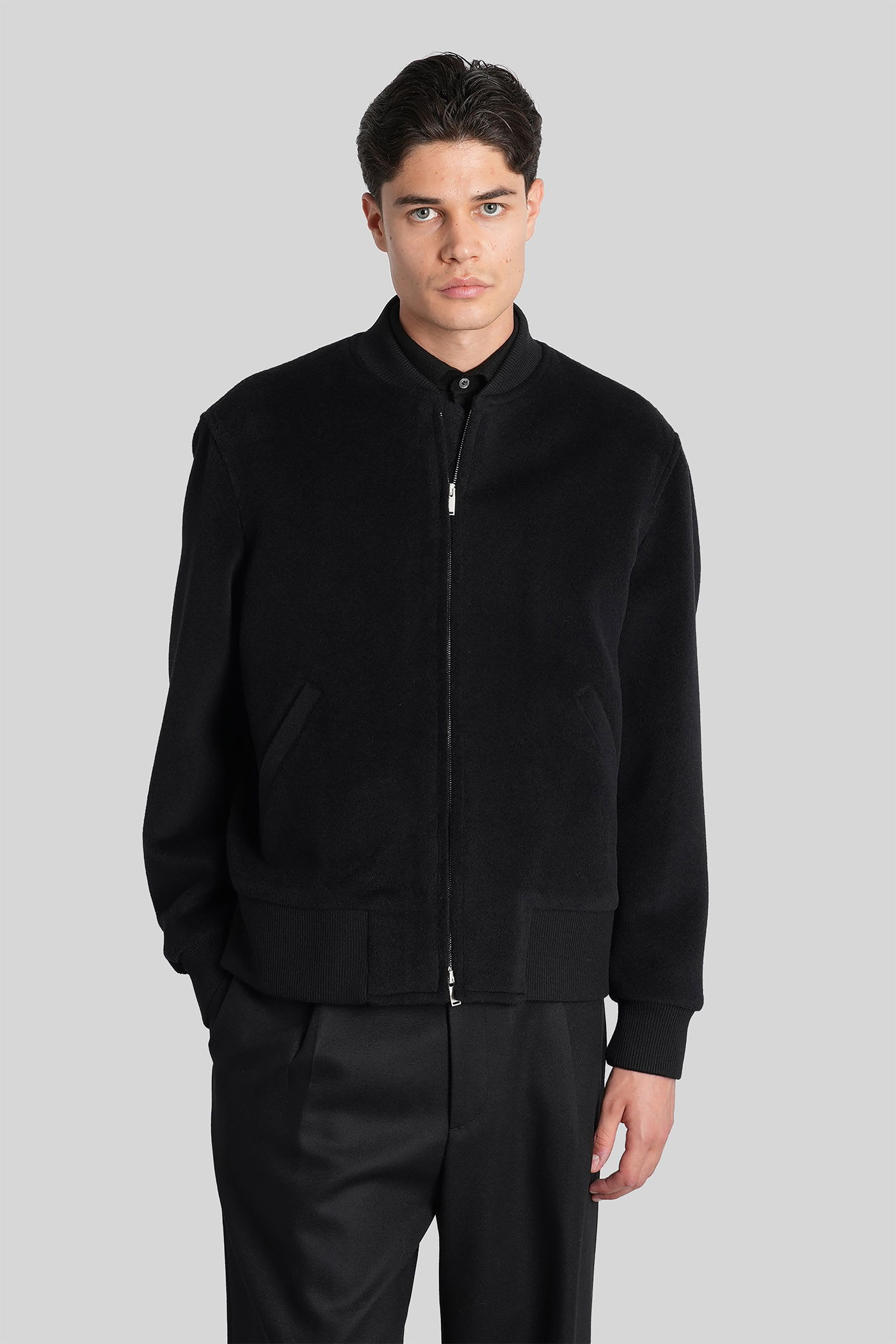 Lardini Bomber Jacket In Black Wool - Lardini - Modalova