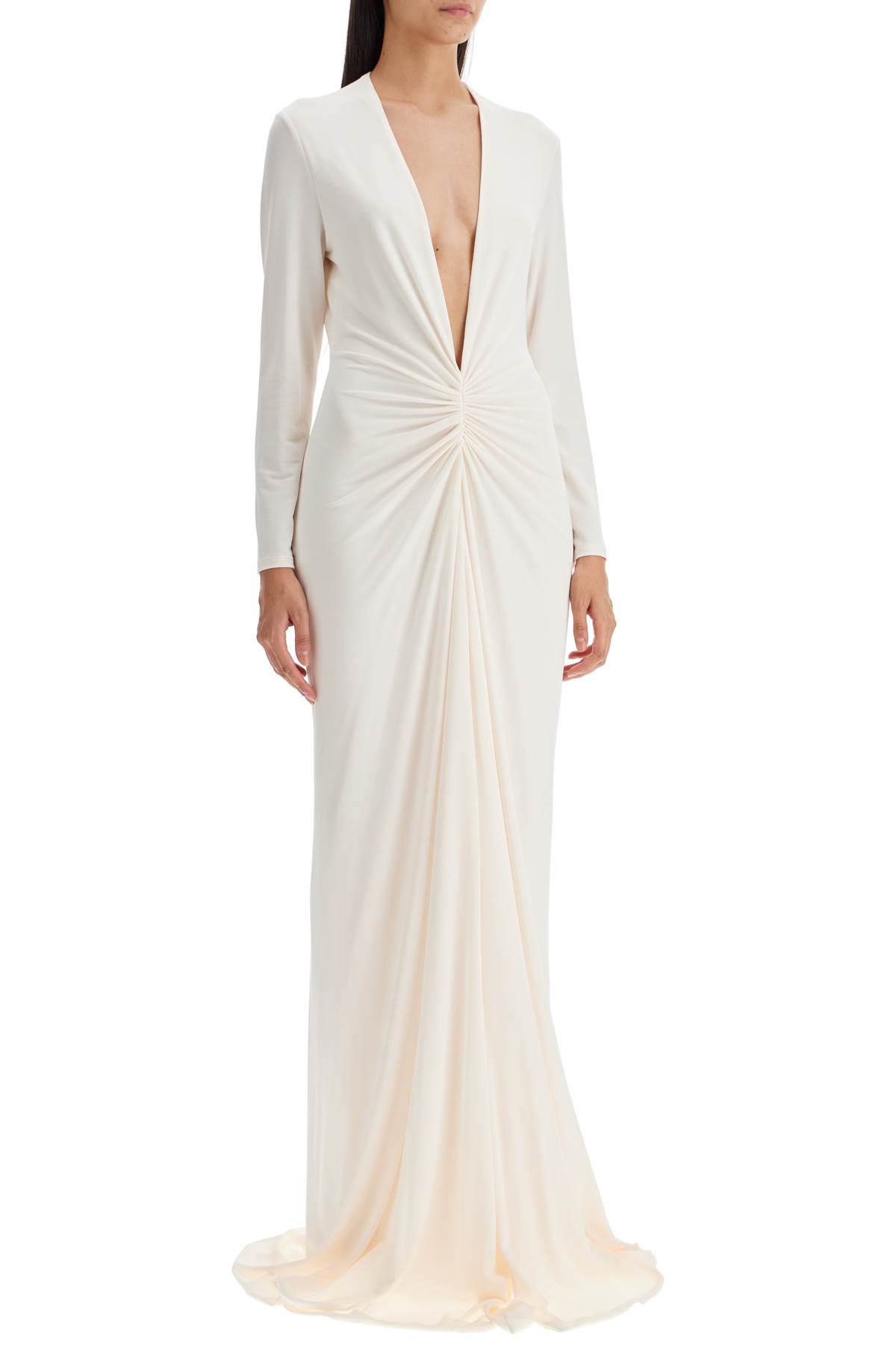 Shop Tom Ford Long Stretch Jersey Evening Dress In Off White