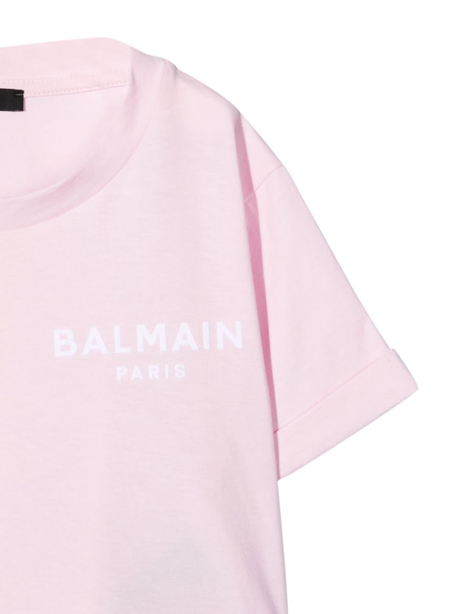 Shop Balmain T-shirt With Logo In Purple