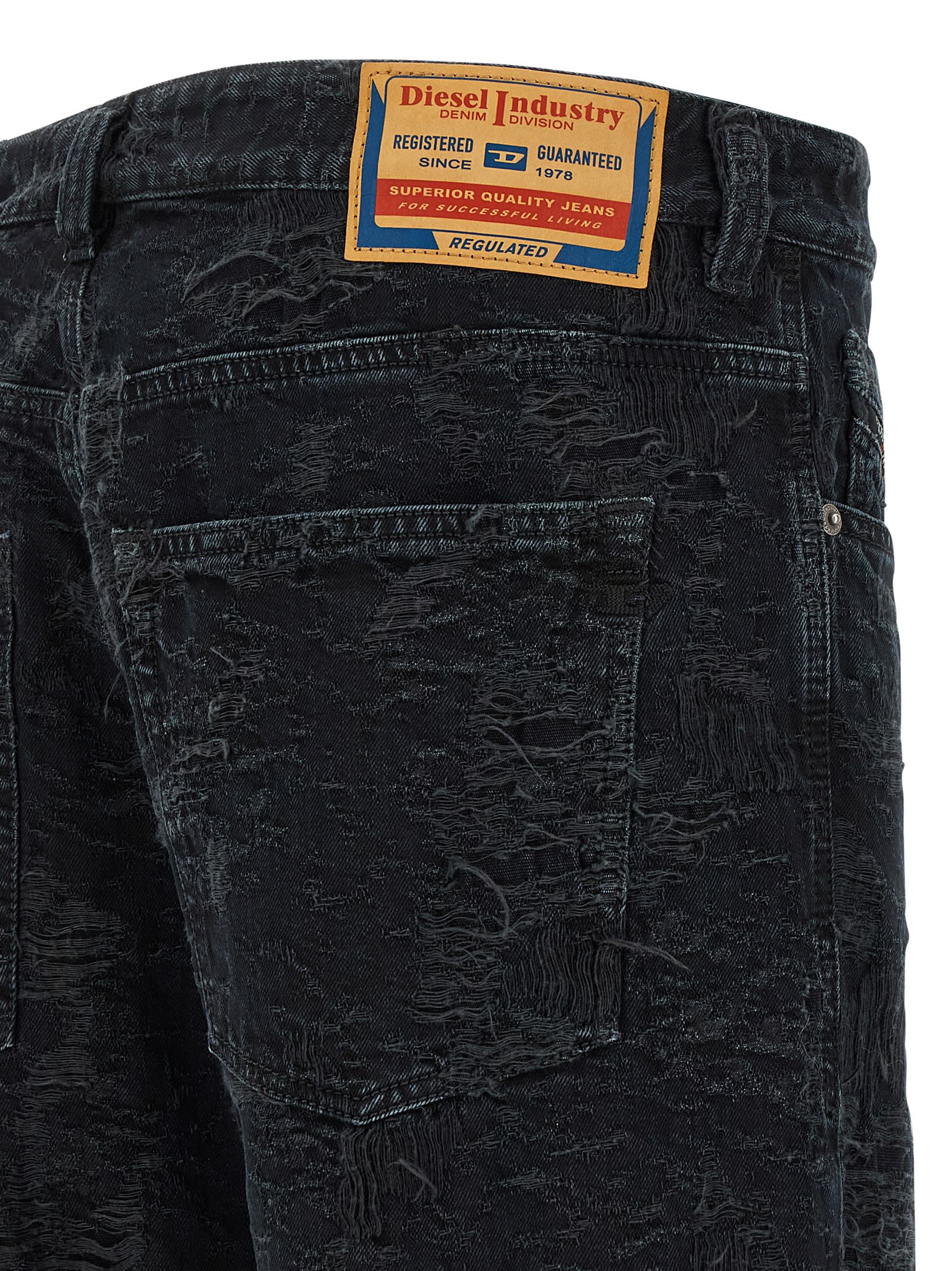 Diesel Distressed Five-pocket Jeans With Belt Loops In Black