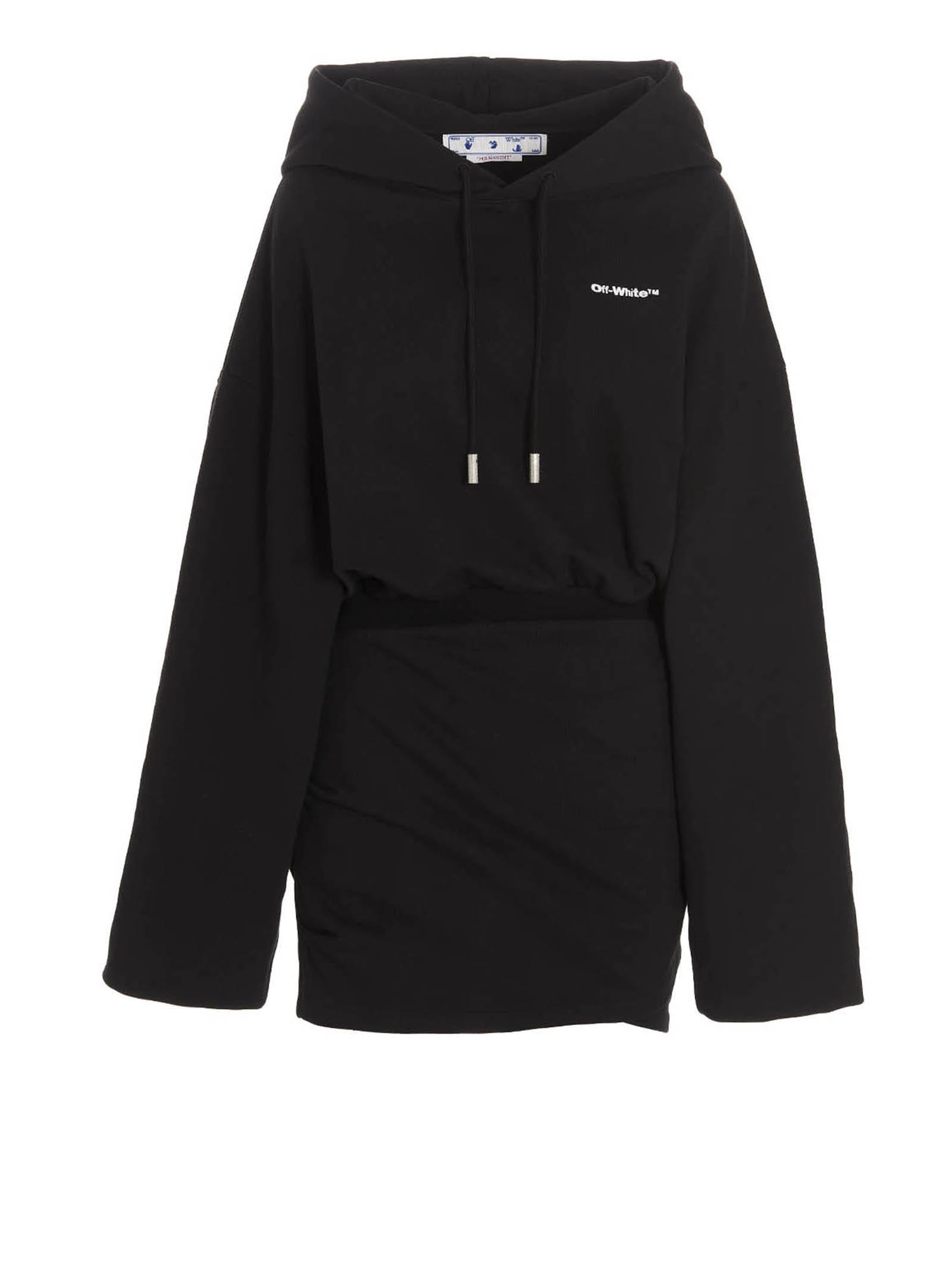 Off-White Logo Embroidery Hooded Dress