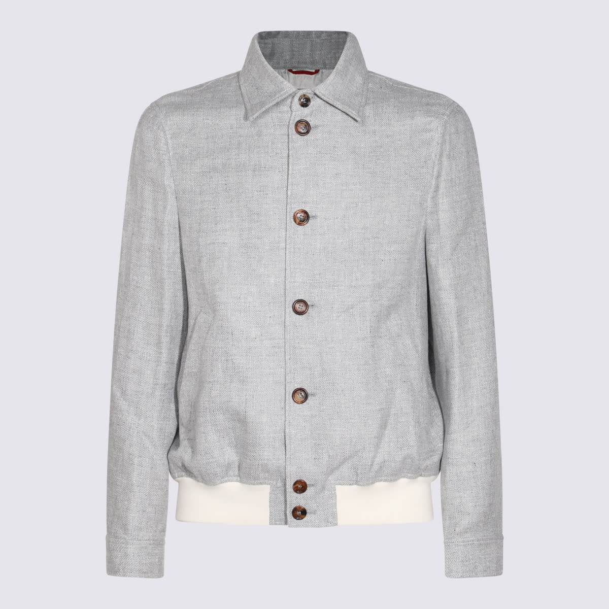 Brunello Cucinelli Blouson In Lino, Lana E Seta In Grey