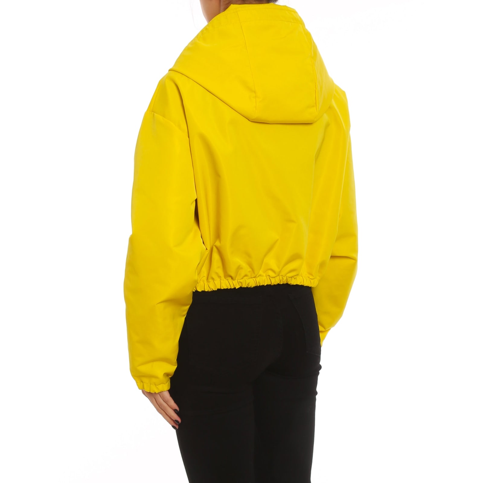 Shop Stella Mccartney Cropped Logo Jacket In Yellow