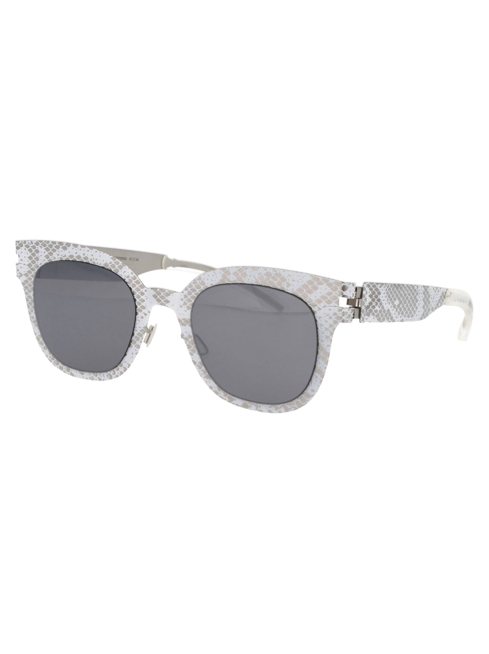 Shop Mykita Mmtransfer002 Sunglasses In 241 Silver White Python Brown Flash