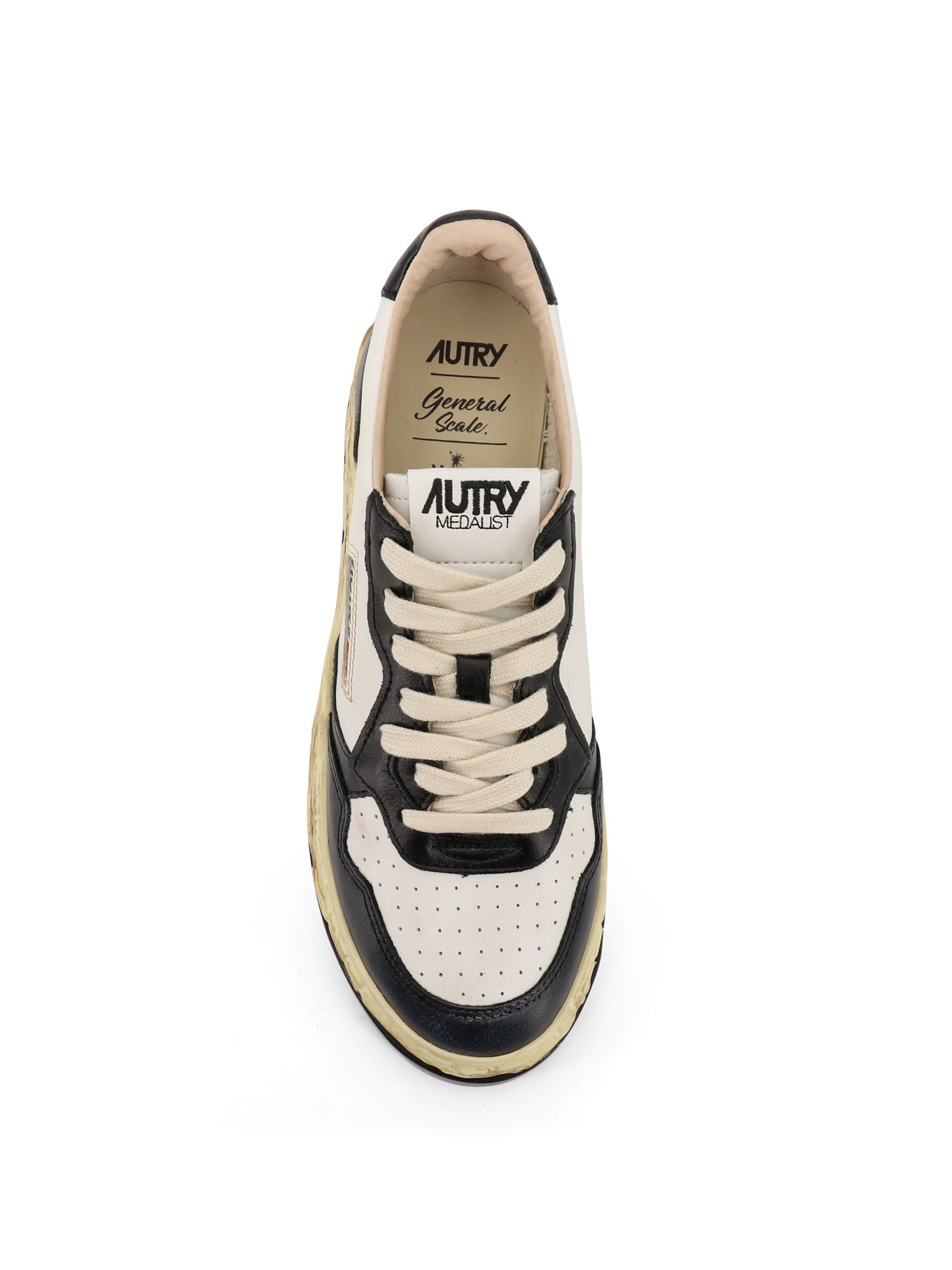Autry Medalist Low Vintage X Mihara Yasuhiro White And Black Sneakers With Handcrafted Sole In Leather Man In White