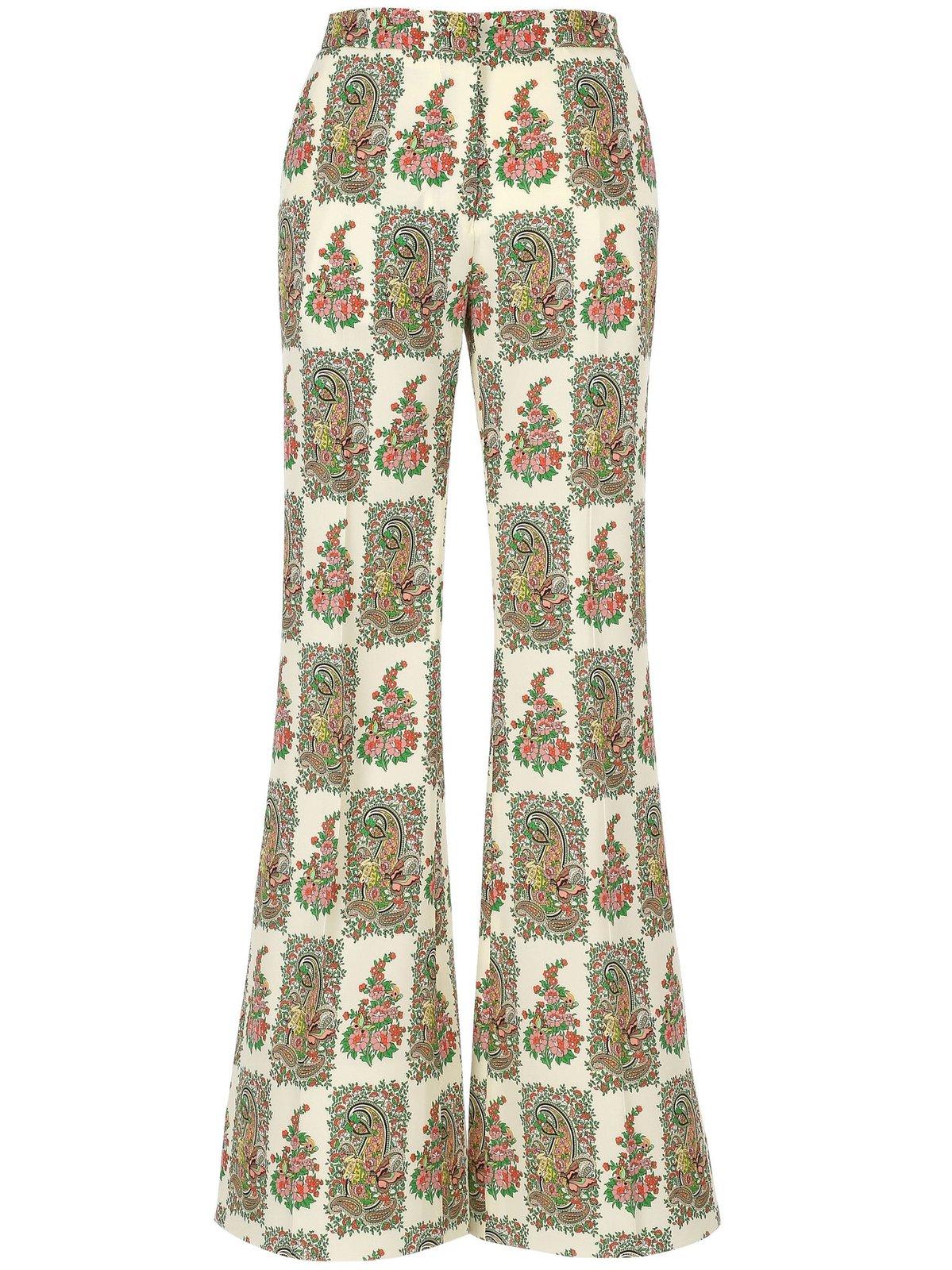 Paisley Printed Flared Hem Trousers