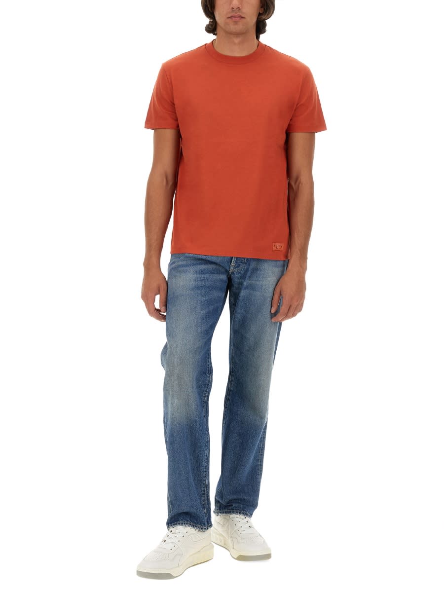 Valentino Relaxed-fit Orange Cotton T-shirt In Orange