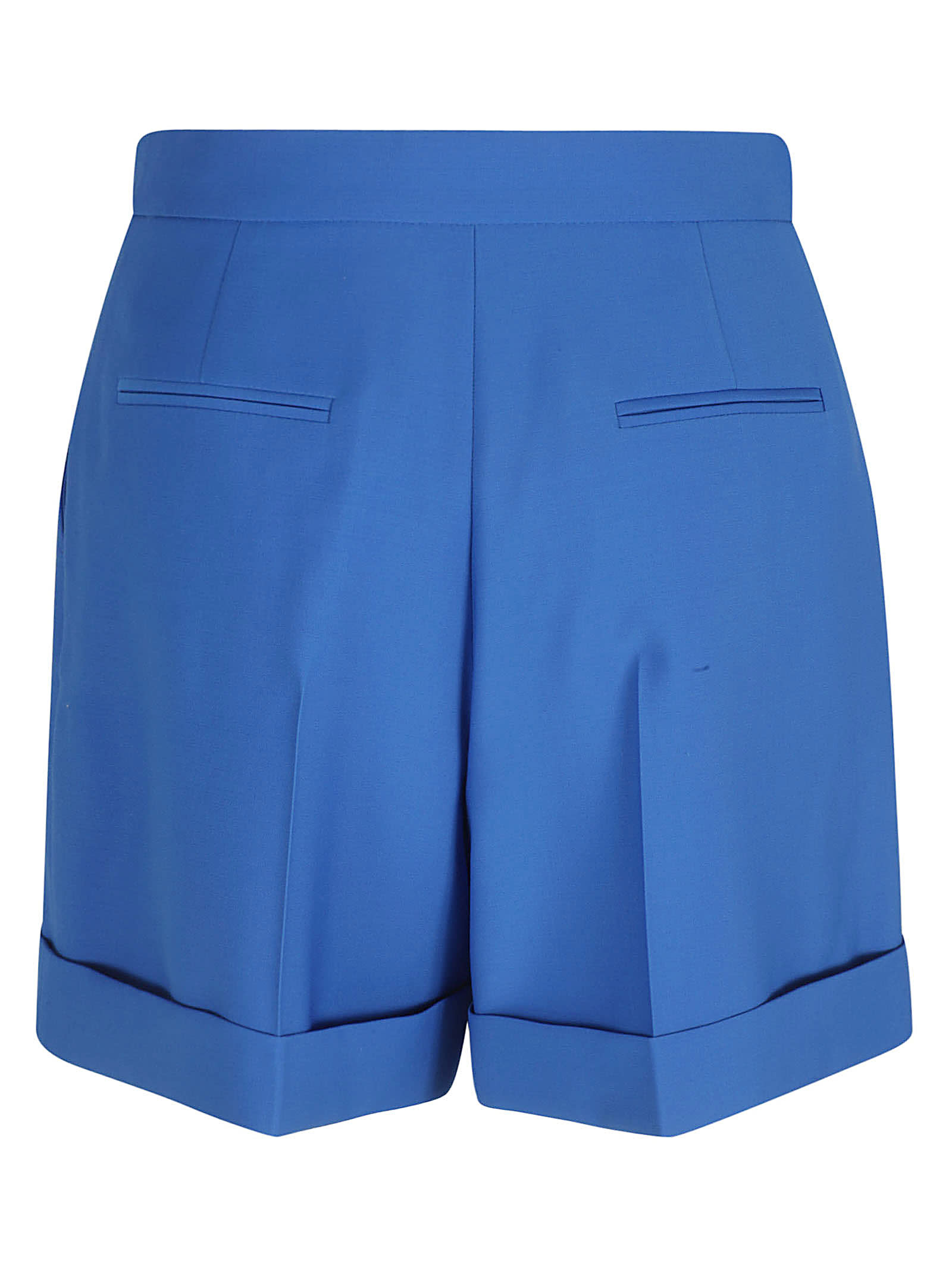 Shop Alexander Mcqueen Regular Plain Trouser Shorts In Galactic Blue