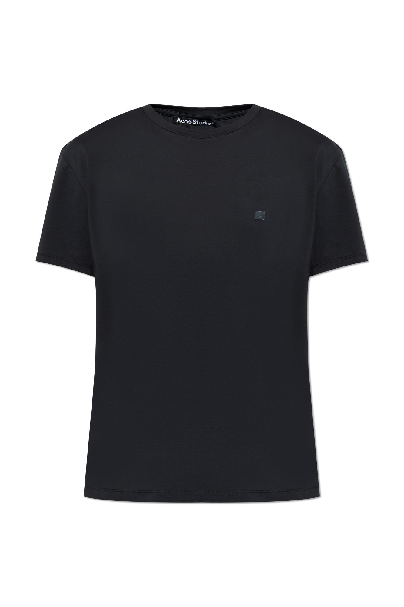 Acne Studios Men Crewneck T-shirt With Logo In Black