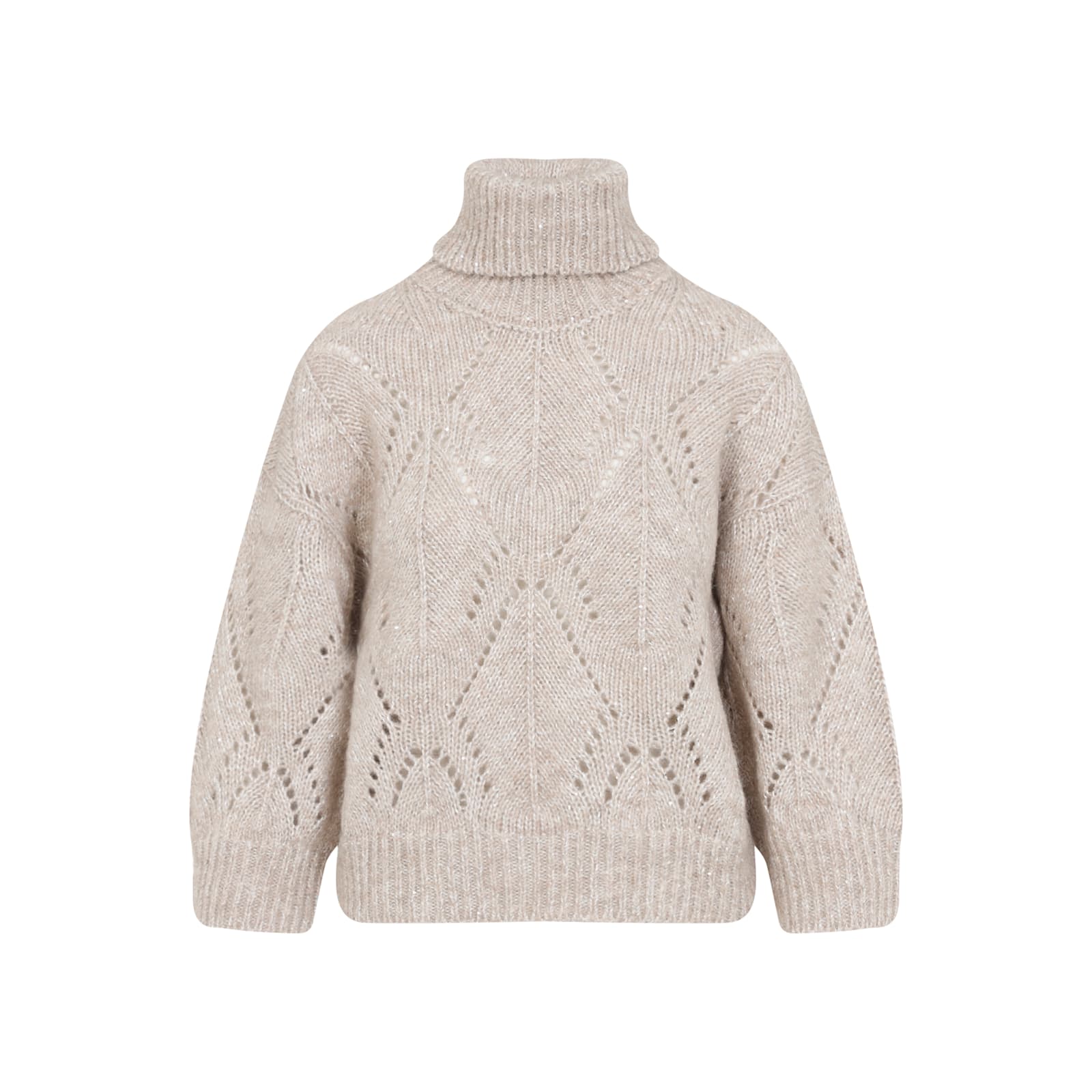 Peserico Turtleneck Diamond-pattern Knitwear In Neutral