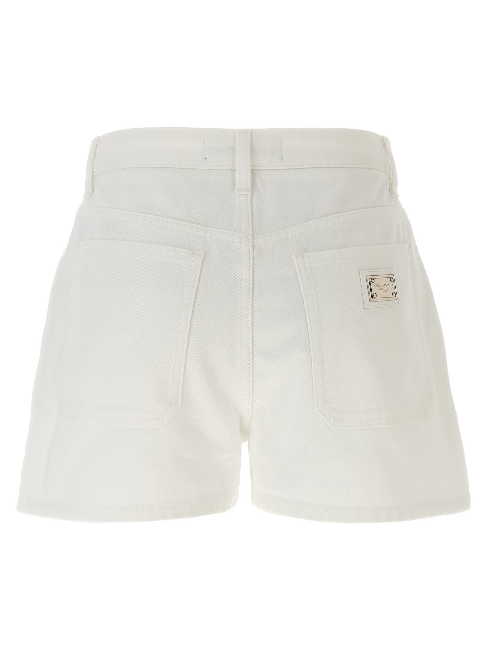 Shop Dolce & Gabbana Denim Shorts In White