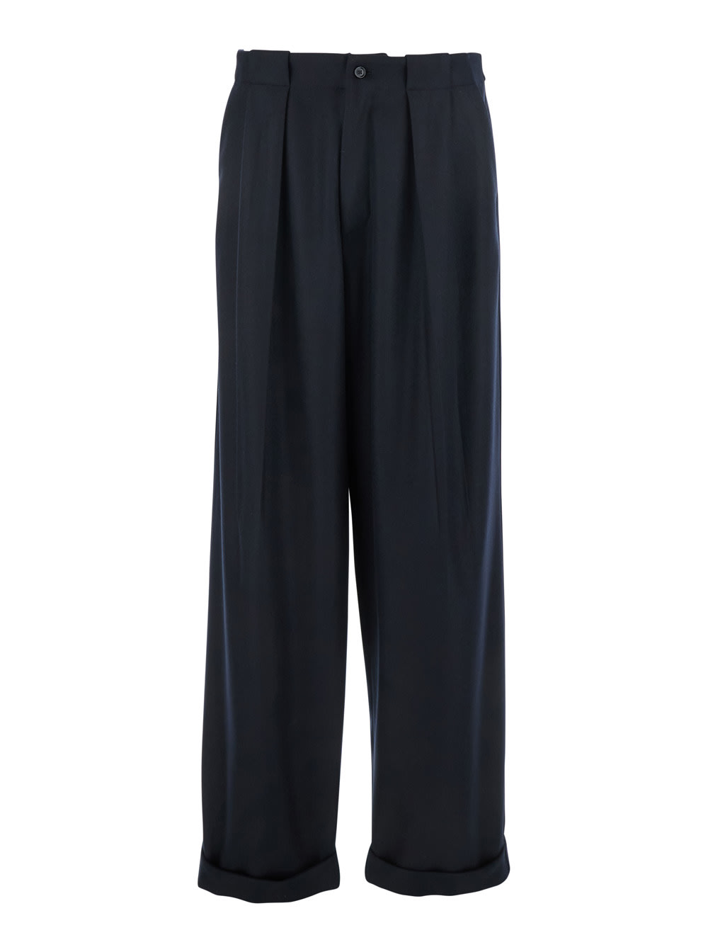 Dolce & Gabbana Black Wool Wide-leg Pant In Blue