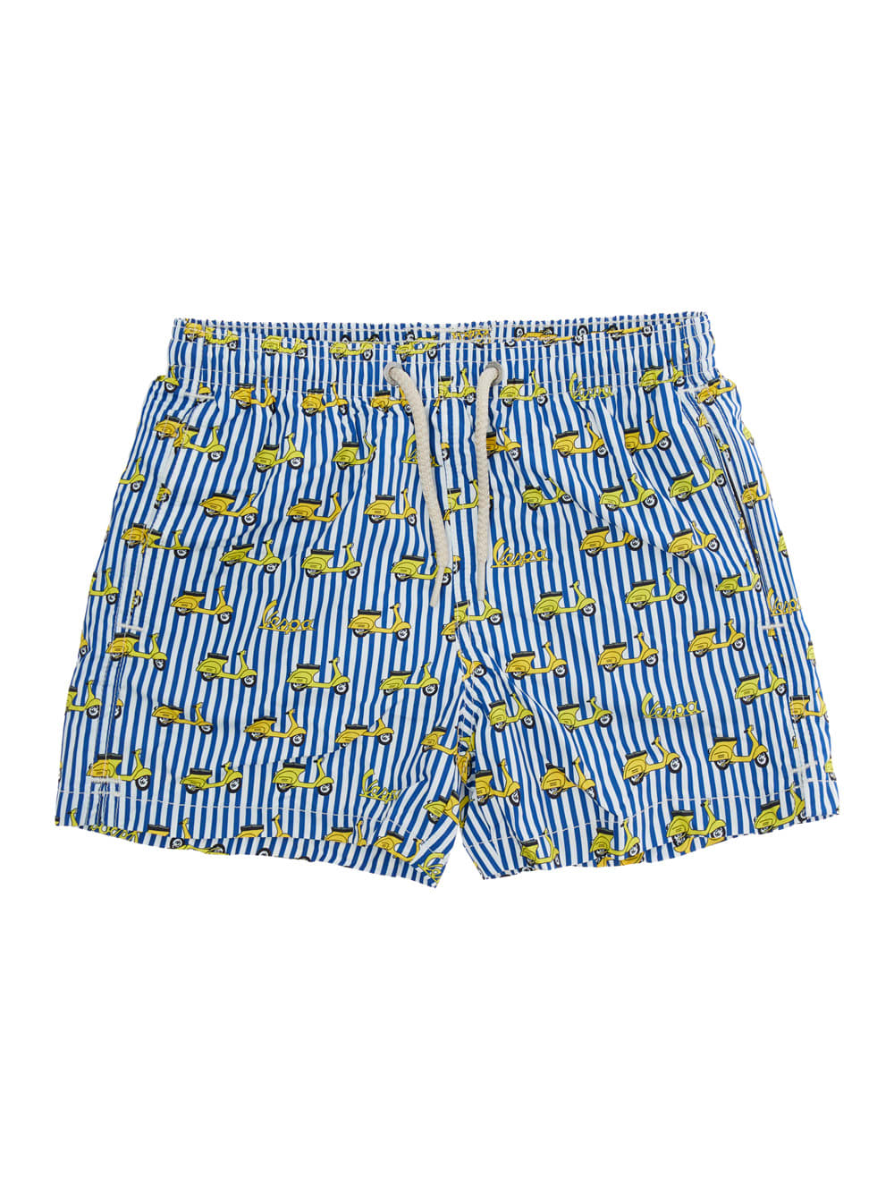 MC2 SAINT BARTH JEAN LIGHTING LIGHT BLUE SWIM SHORTS WITH ELASTIC DRAWSTRING WAIST AND ALL-OVERSTRIPED MOTIF WITH PR