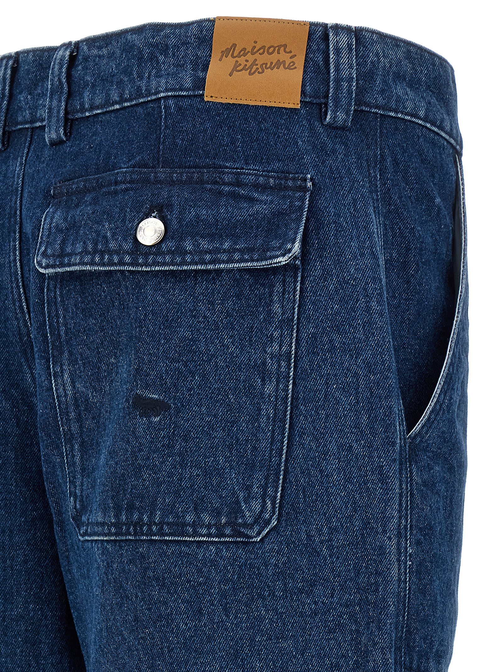 Shop Maison Kitsuné Workwear Jeans In Blue