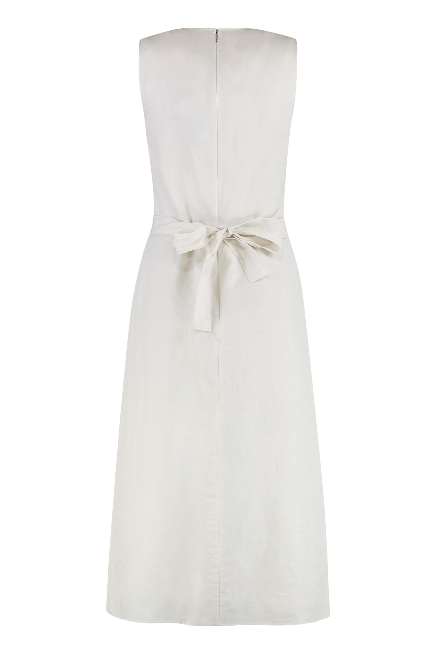 Shop Calvin Klein Linen-blend Dress In Beige