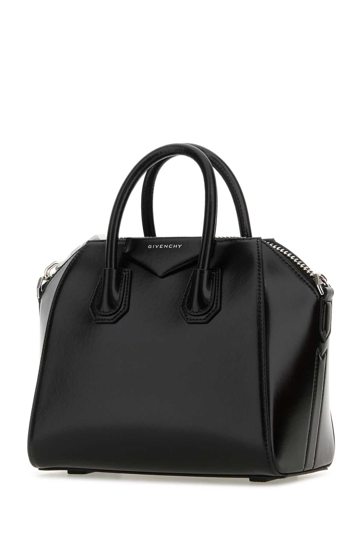 Shop Givenchy Black Leather Mini Antigona Handbag