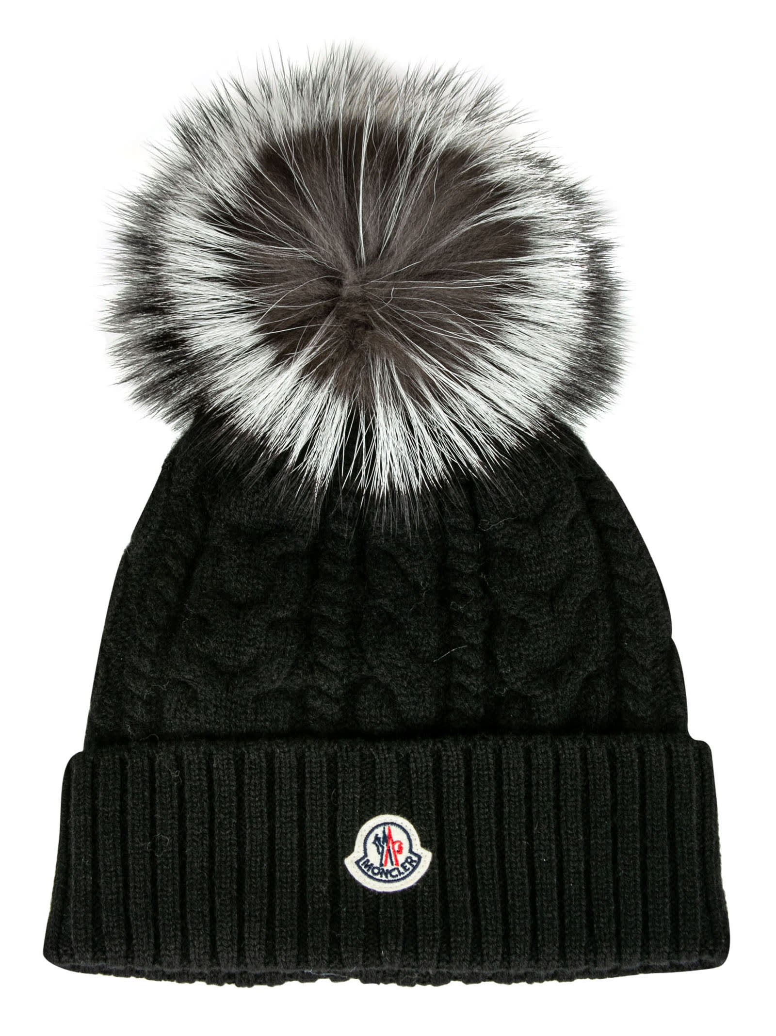 Moncler Logo Patched Cable-knit Beanie