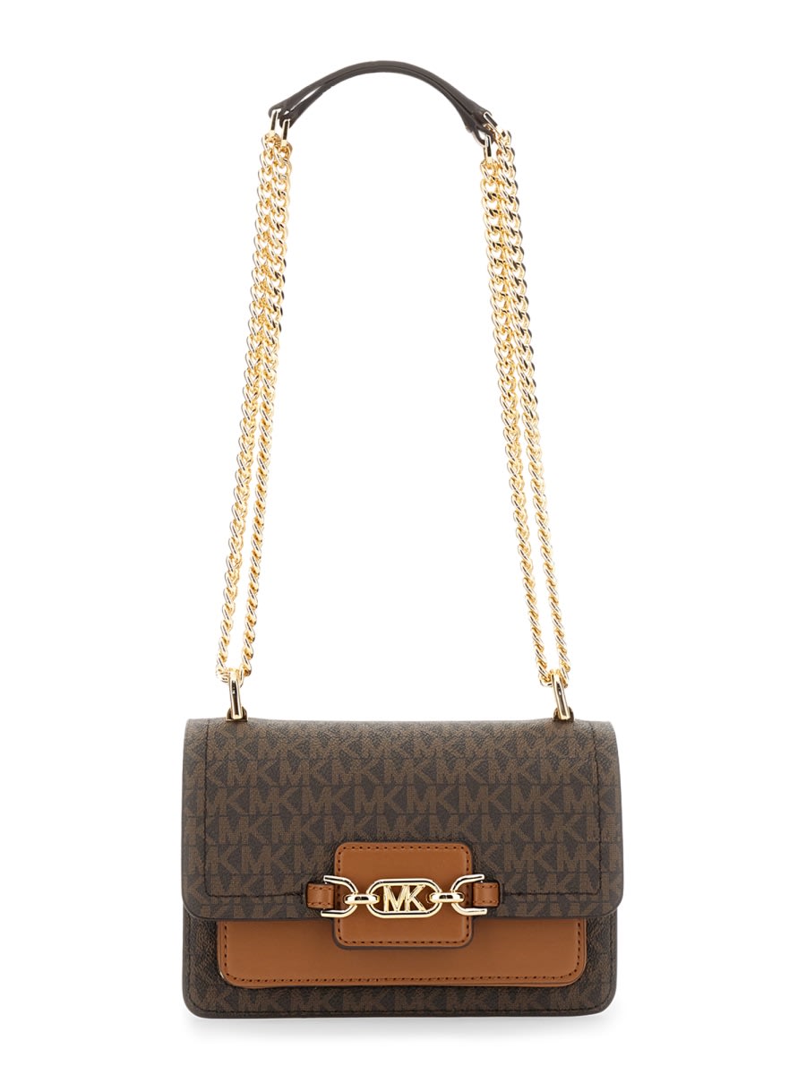 Shop Michael Kors Extra-small Heather Shoulder Bag In Brown