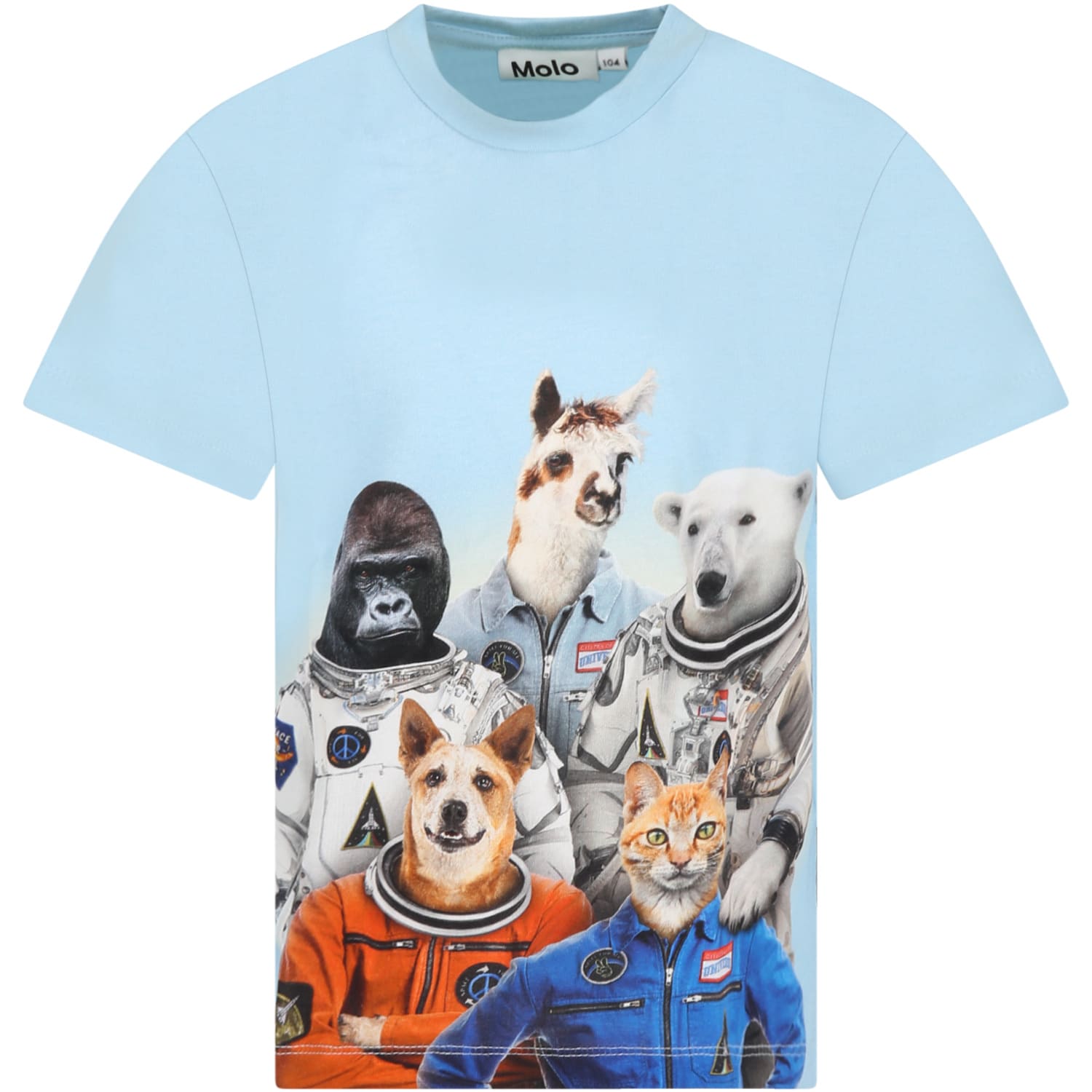 Molo Light Blue T-shirt For Boy With Animals